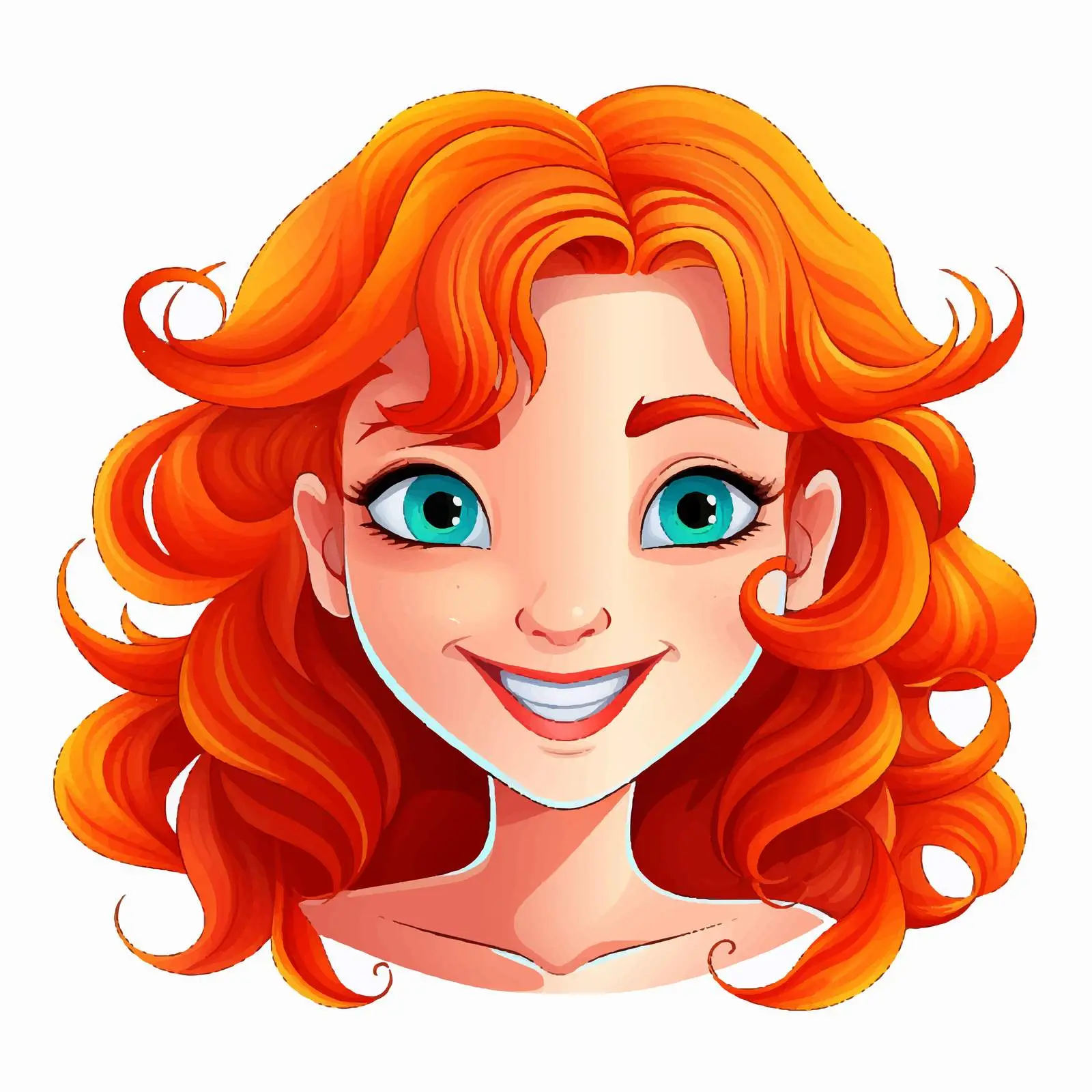 Vibrant Hair Cartoon Smiling Face Vector — free download from Dotvec
