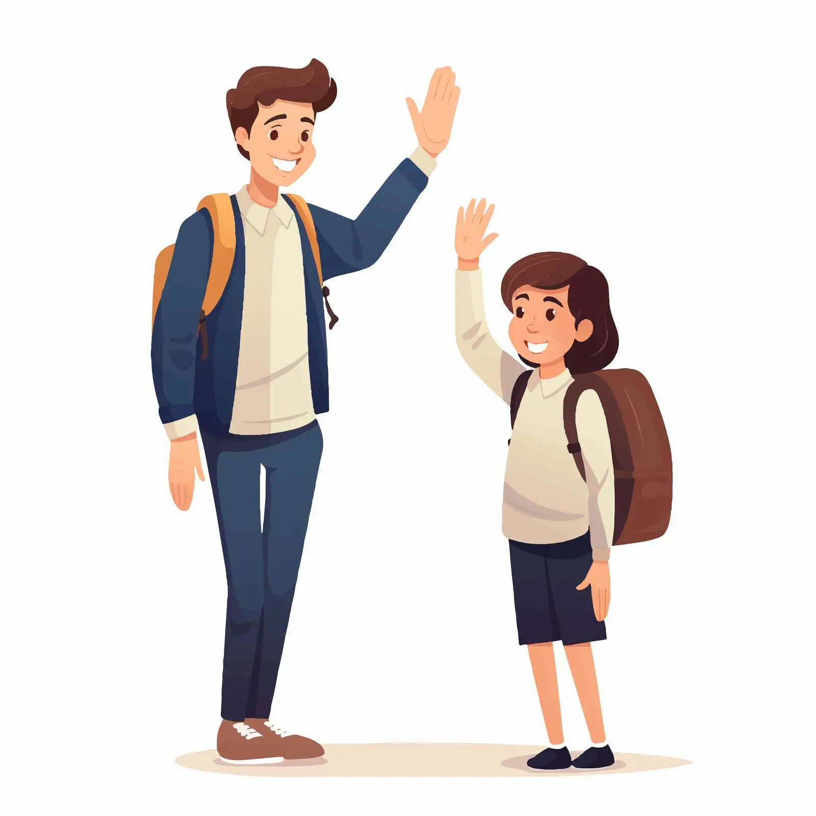 Well-Mannered Boy Greeting Adult Woman Vector — free download from Dotvec