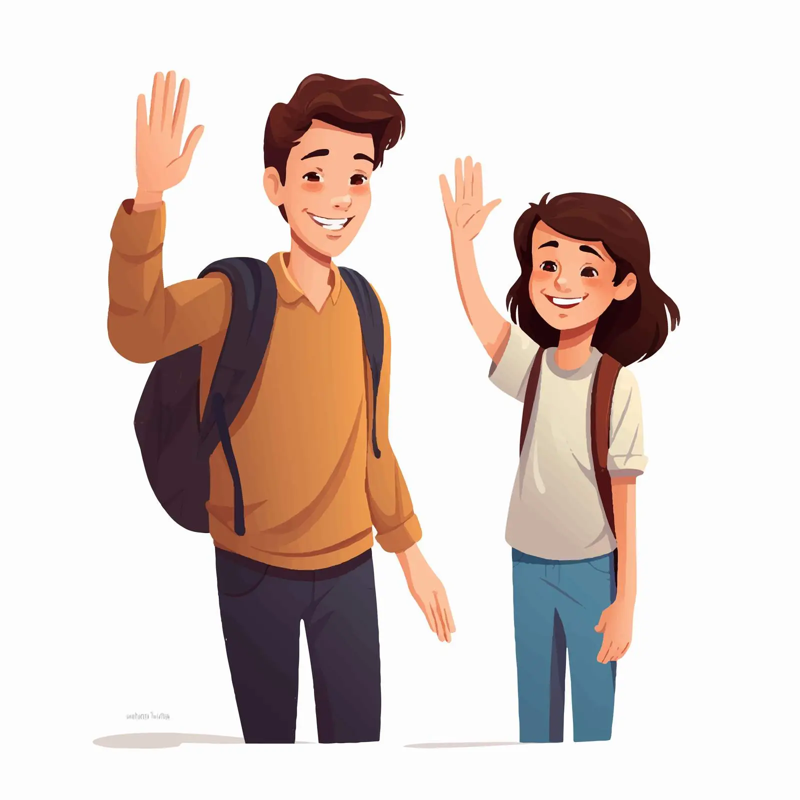 Well-Mannered Boy Greeting Woman Vector Art — free download from Dotvec