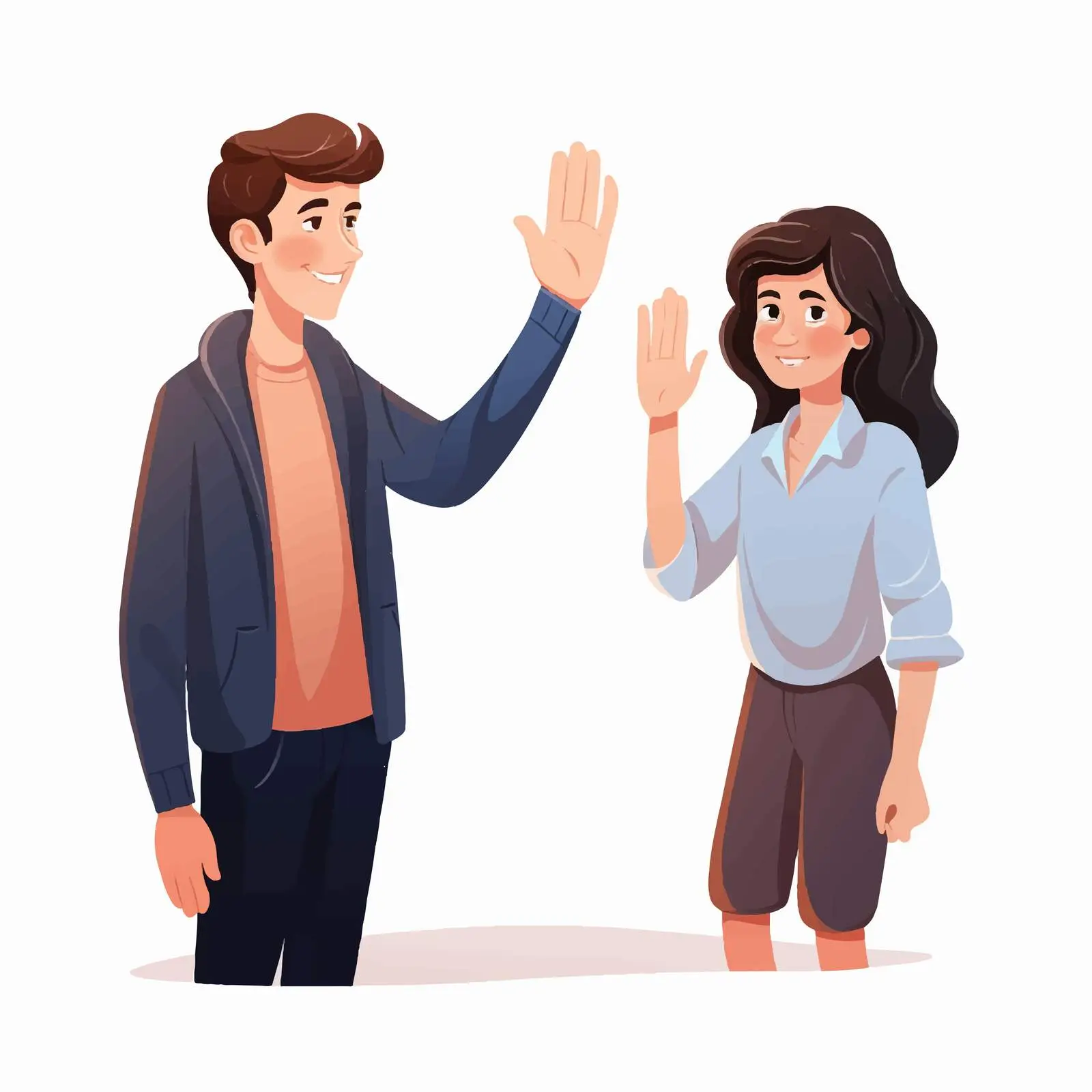 Well-Mannered Boy Greeting Adult Woman Vector — free download from Dotvec