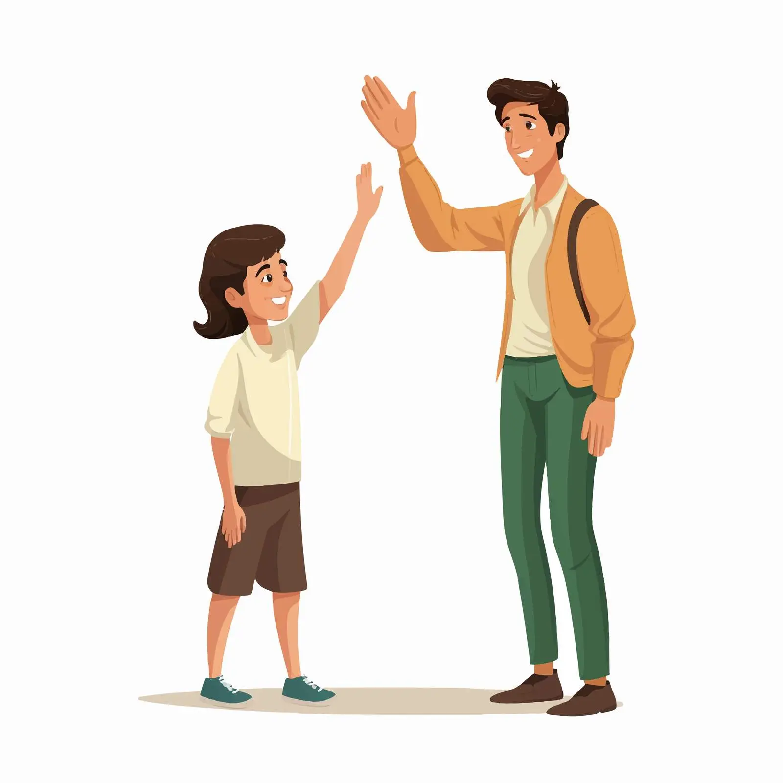 Happy Cartoon Boy Greeting Adult Woman — free download from Dotvec