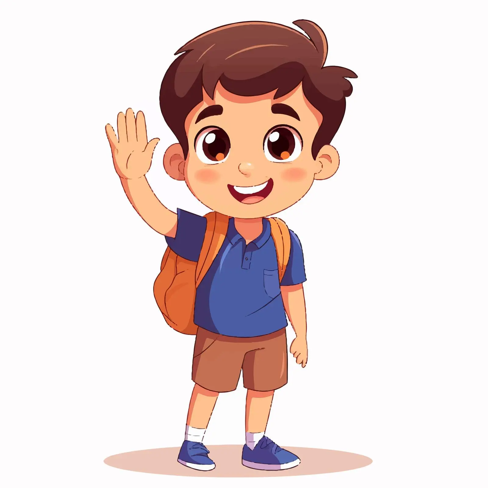 Cheerful Boy Waving and Saying Hi – free playful boy image from Dotvec