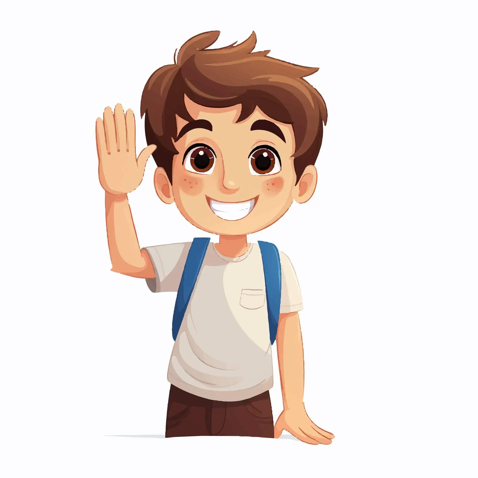 Smiling Boy Waving and Saying Hi – free playful boy image from Dotvec