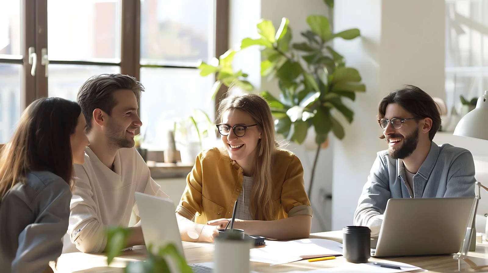 Happy Architects Meeting at Table — free download from Dotvec