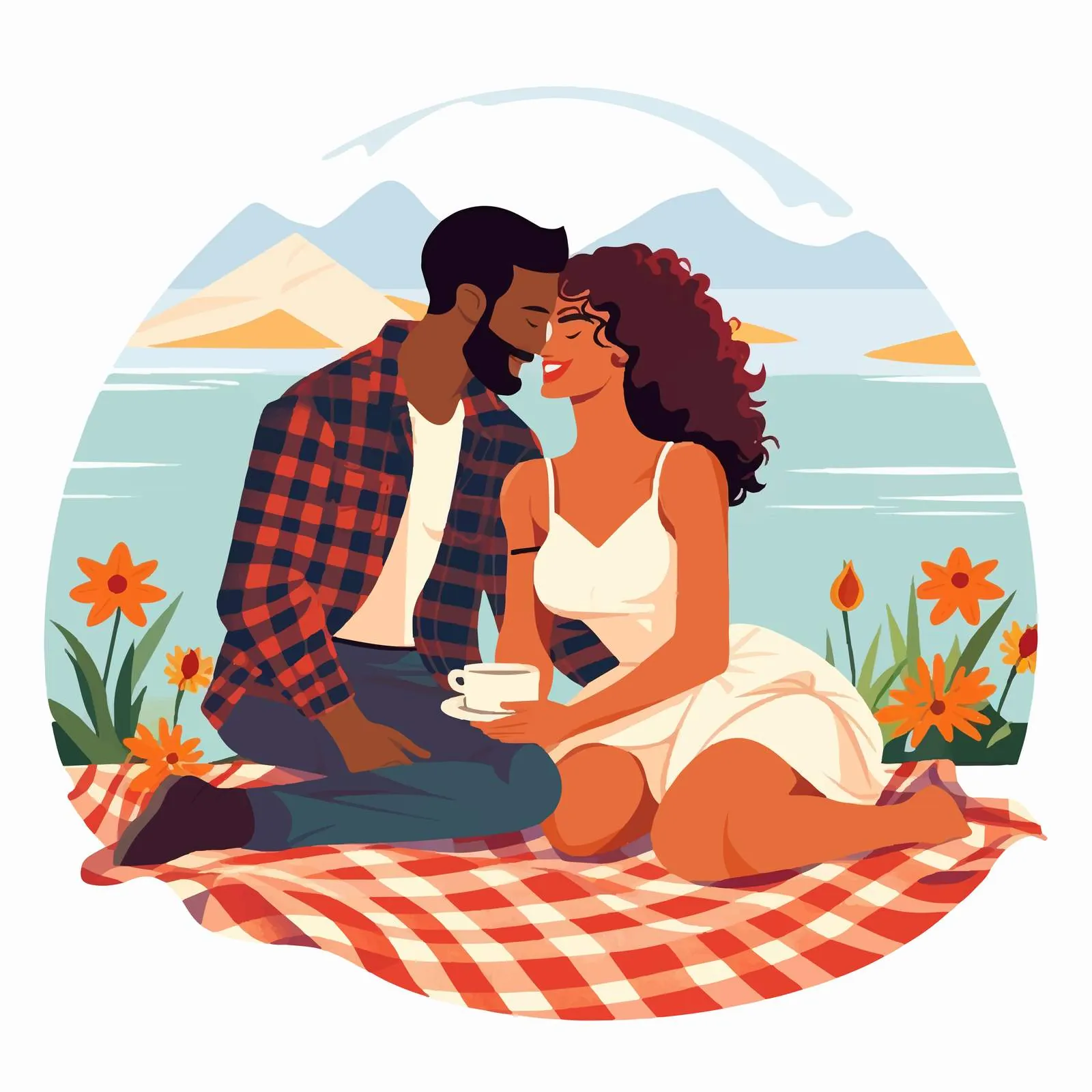 Romantic Couple on a Plaid Date Outdoors — free download from Dotvec