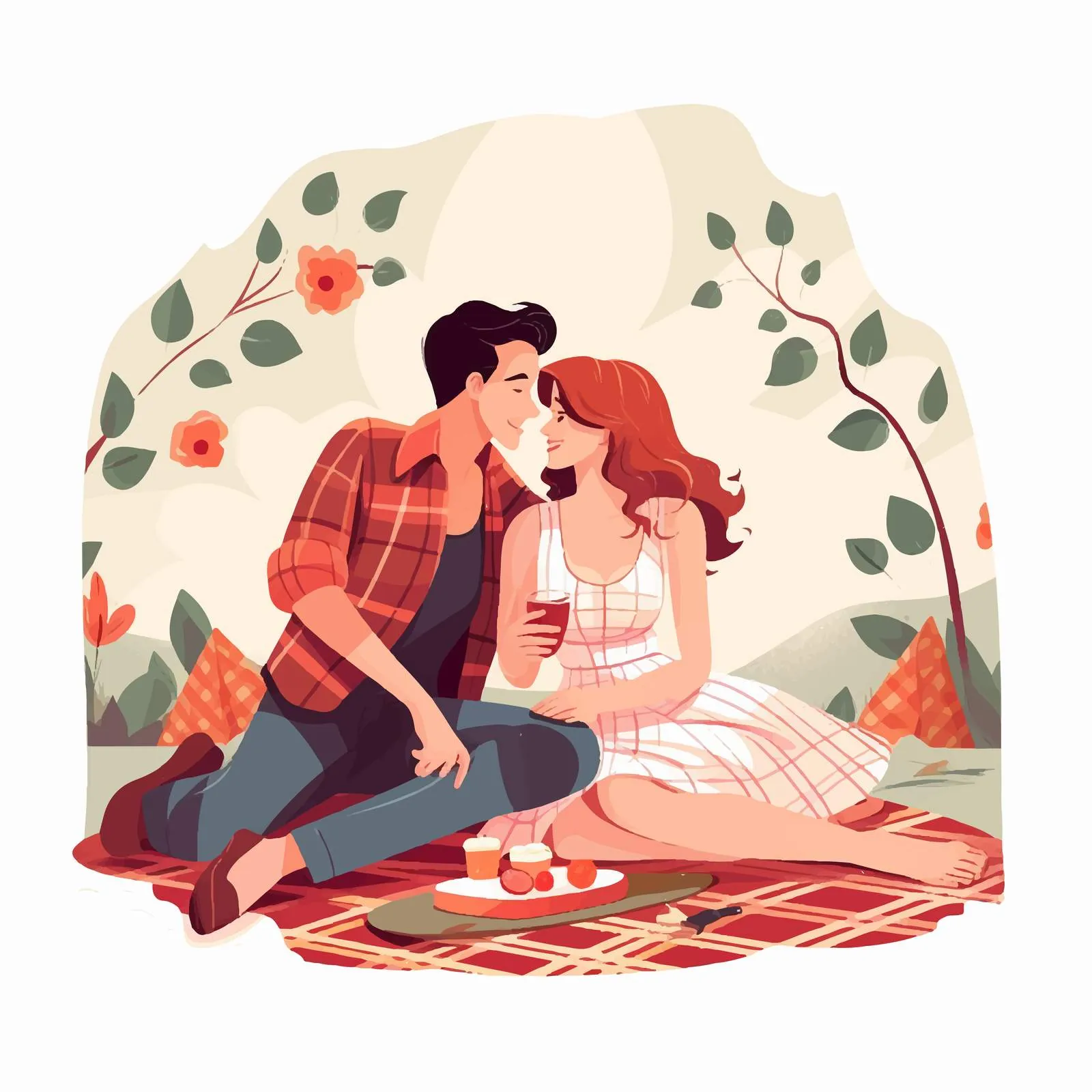 Romantic Couple in Swimsuits on Plaid Blanket — free download from Dotvec