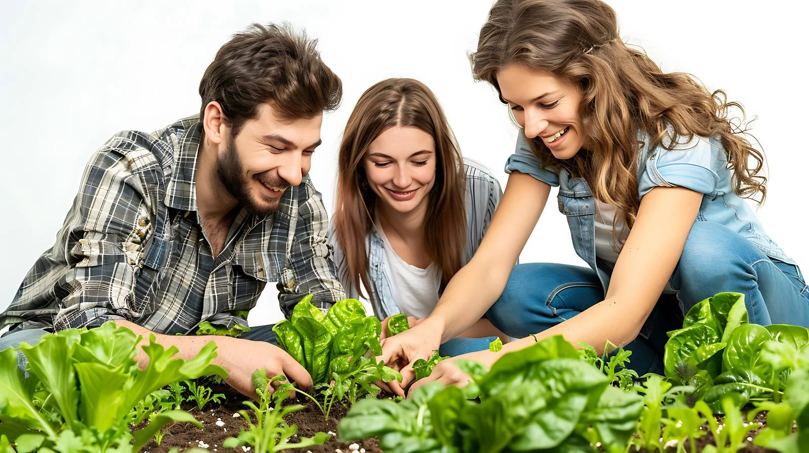 Happy couple planting together outdoors — free download from Dotvec