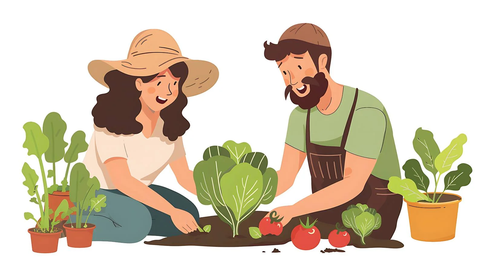 Affectionate Couple Planting Together — free download from Dotvec