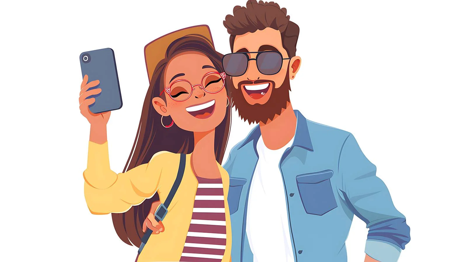 Happy Couple Selfie City Isolated Photo — free download from Dotvec