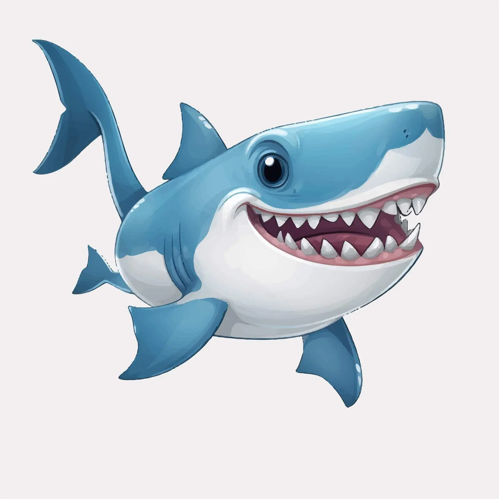 Cute Cartoon Shark Character on Transparent Background — free download from Dotvec