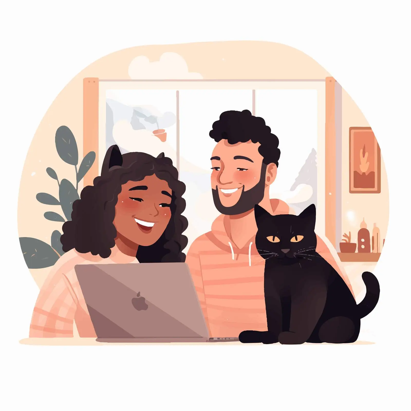 Diverse Couple Video Conferencing Illustration — free download from Dotvec