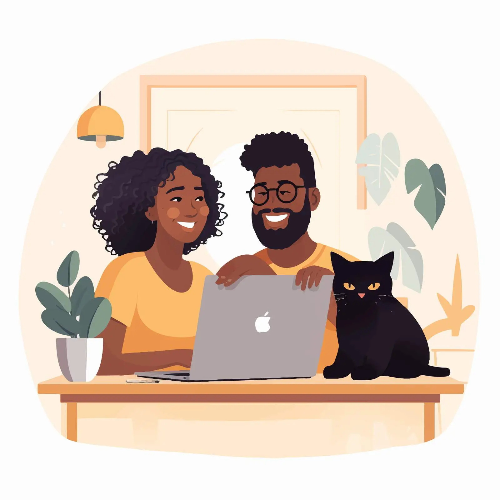 Diverse Couple Video Conferencing in Flat Vector Style — free download from Dotvec