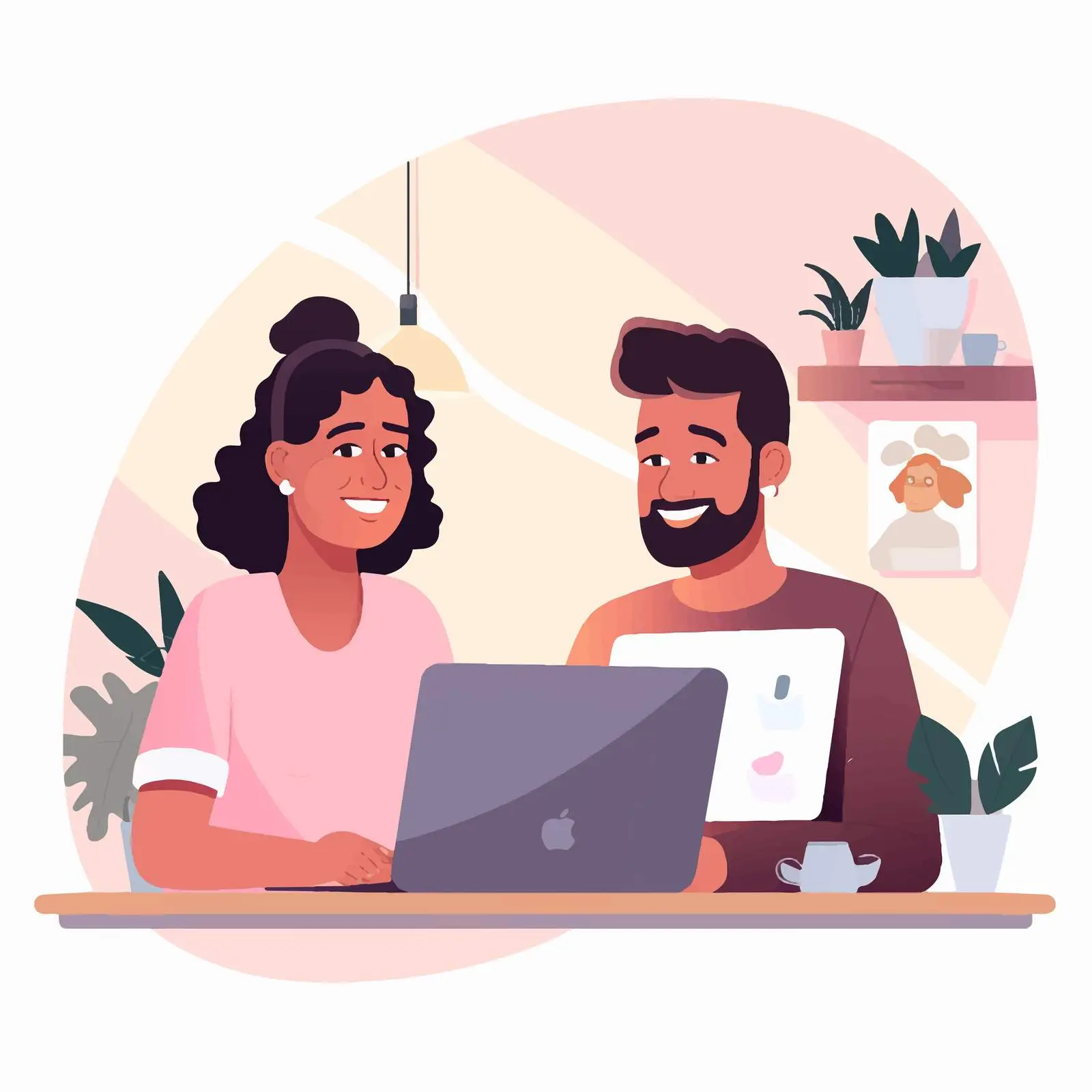 Diverse Couple Video Conference Vector Illustration — free download from Dotvec