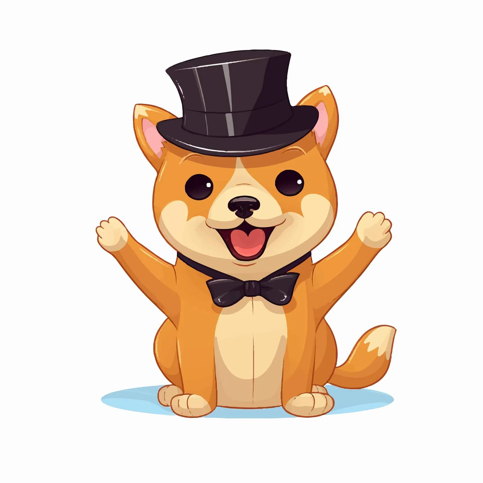 Smiling Shiba Inu in Suit with Bow and Hat — free download from Dotvec