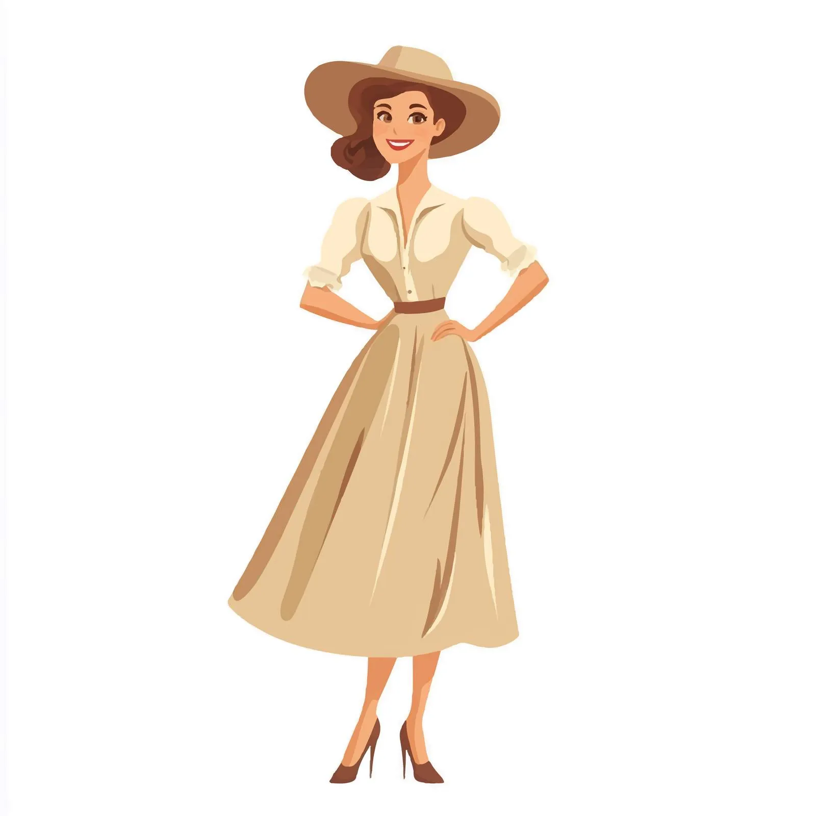 Elegant Woman in Dress and Hat Vector Design — free download from Dotvec