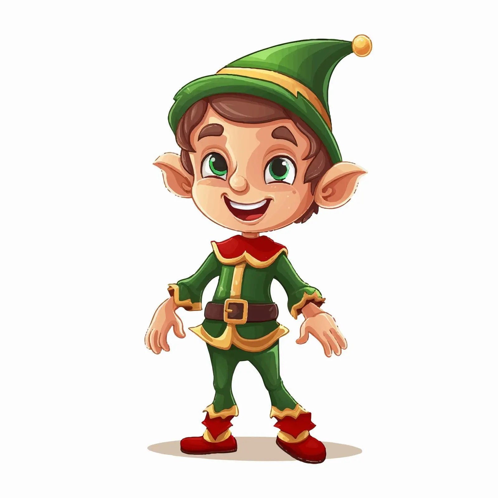 Smiling Elf in Holiday Costume Vector Art — free download from Dotvec