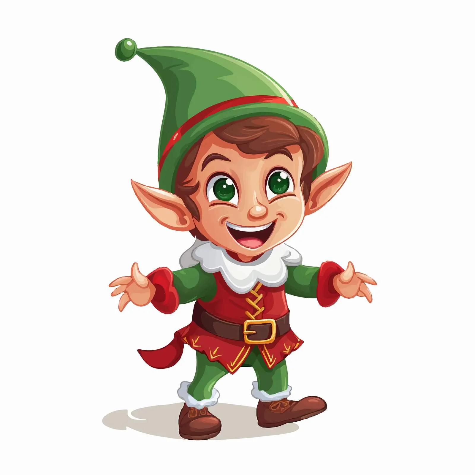 Smiling Elf in Holiday Costume Vector — free download from Dotvec