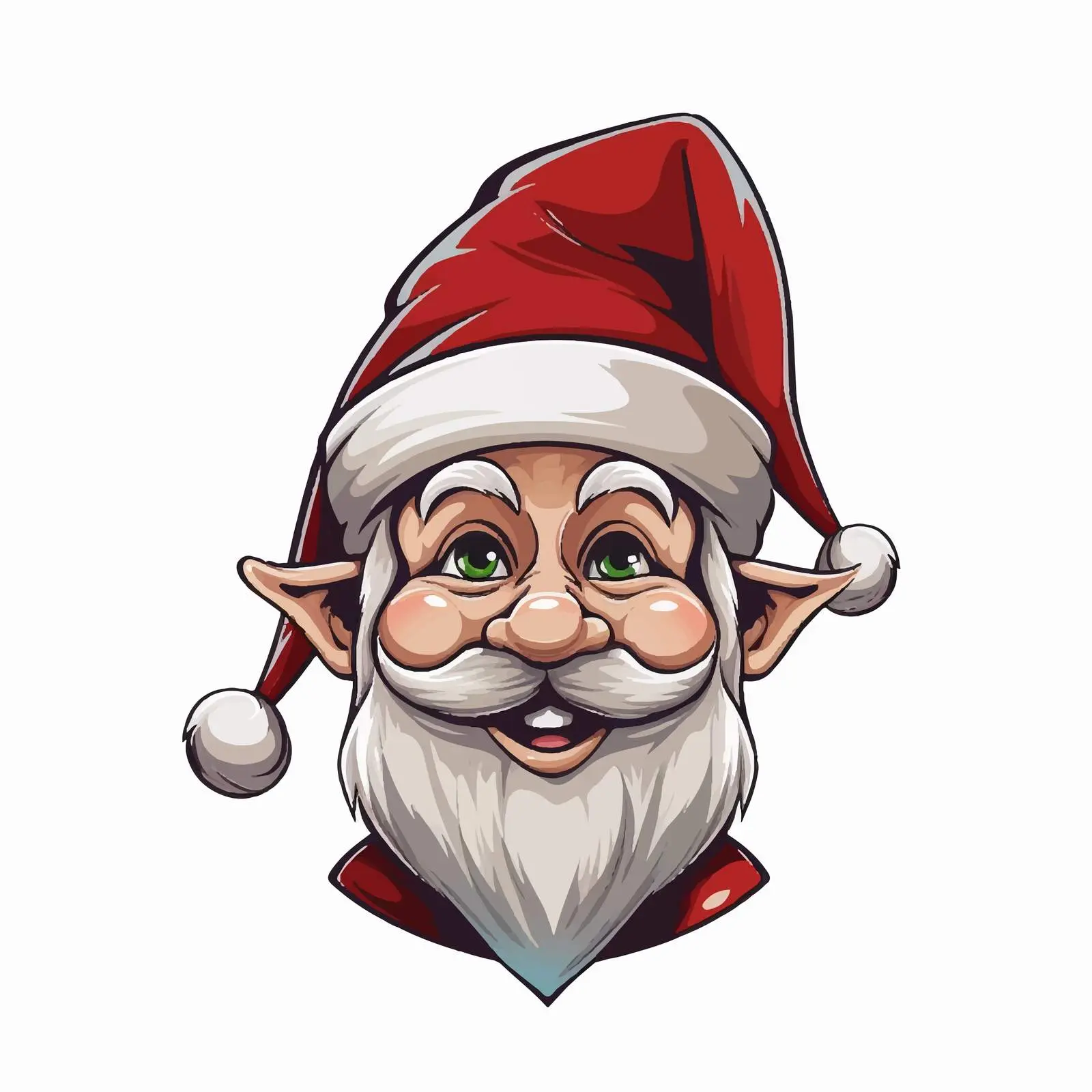 Cheerful Elf Face with Santa Hat Vector — free download from Dotvec