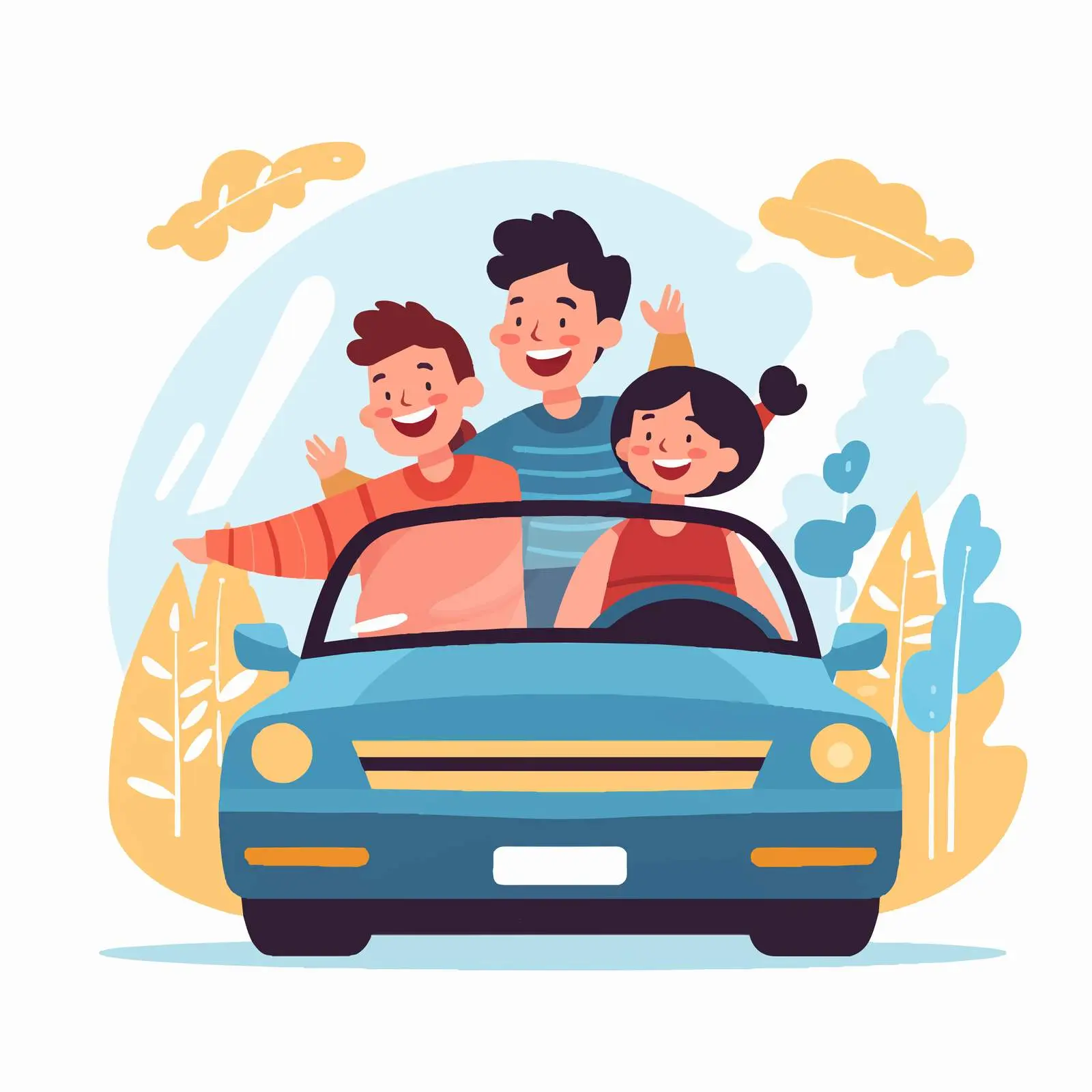 Happy Family Riding in Car Together — free download from Dotvec