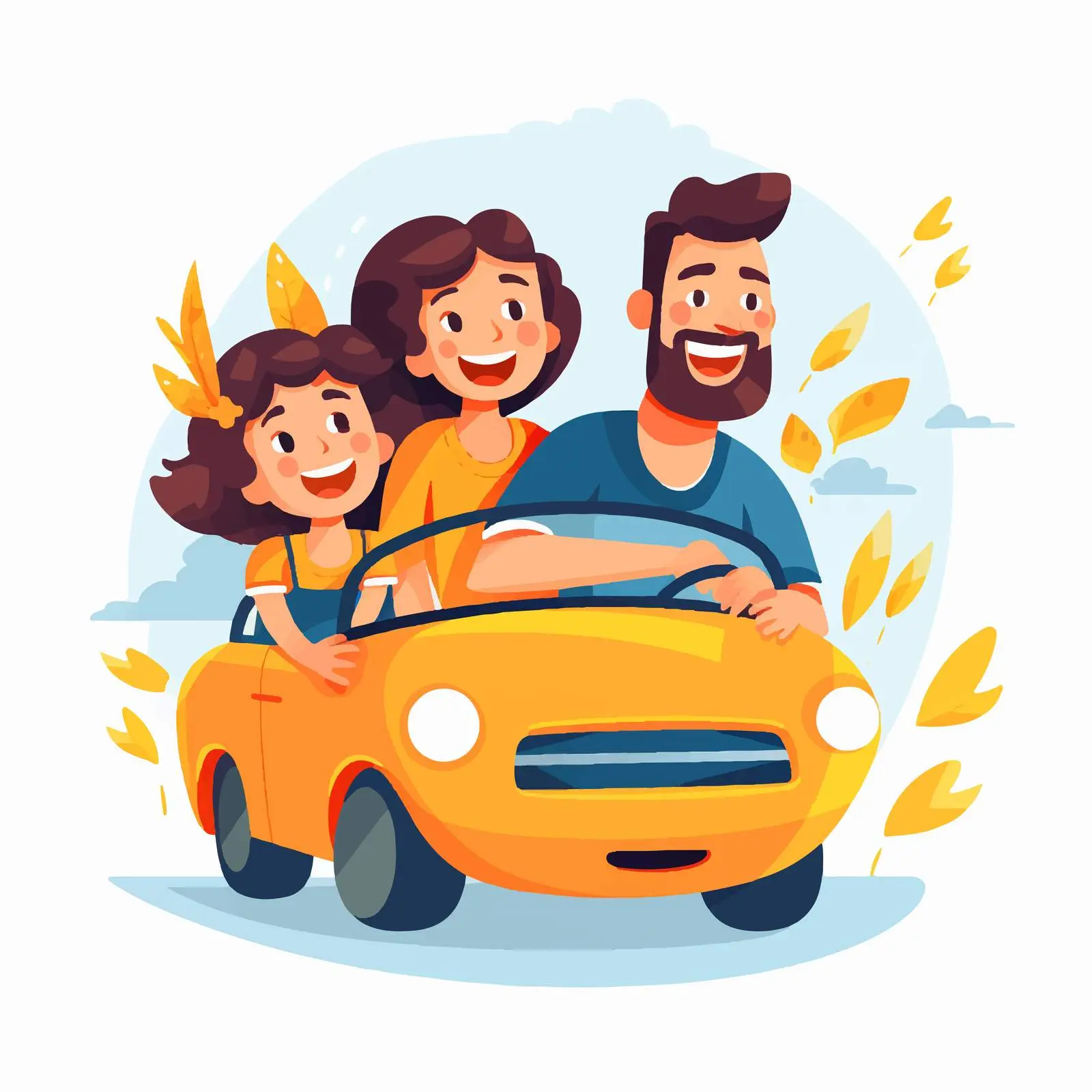 Happy Family Enjoying a Car Ride — free download from Dotvec