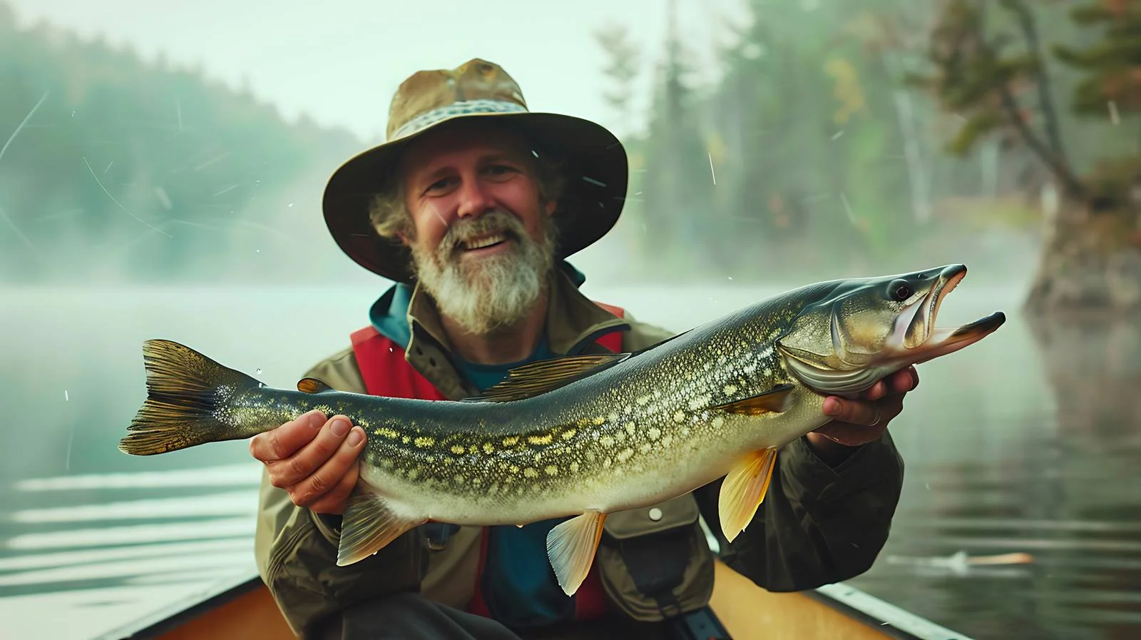 Joyful fisherman paddling in Minnesota's north — free download from Dotvec