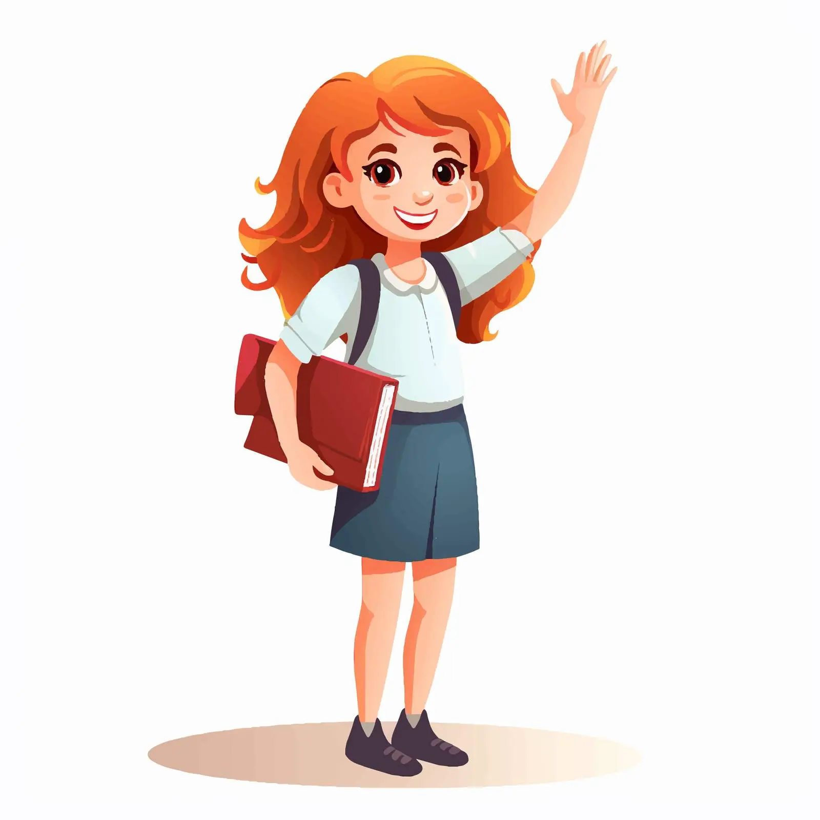 Happy Schoolgirl Waving Hello — free download from Dotvec