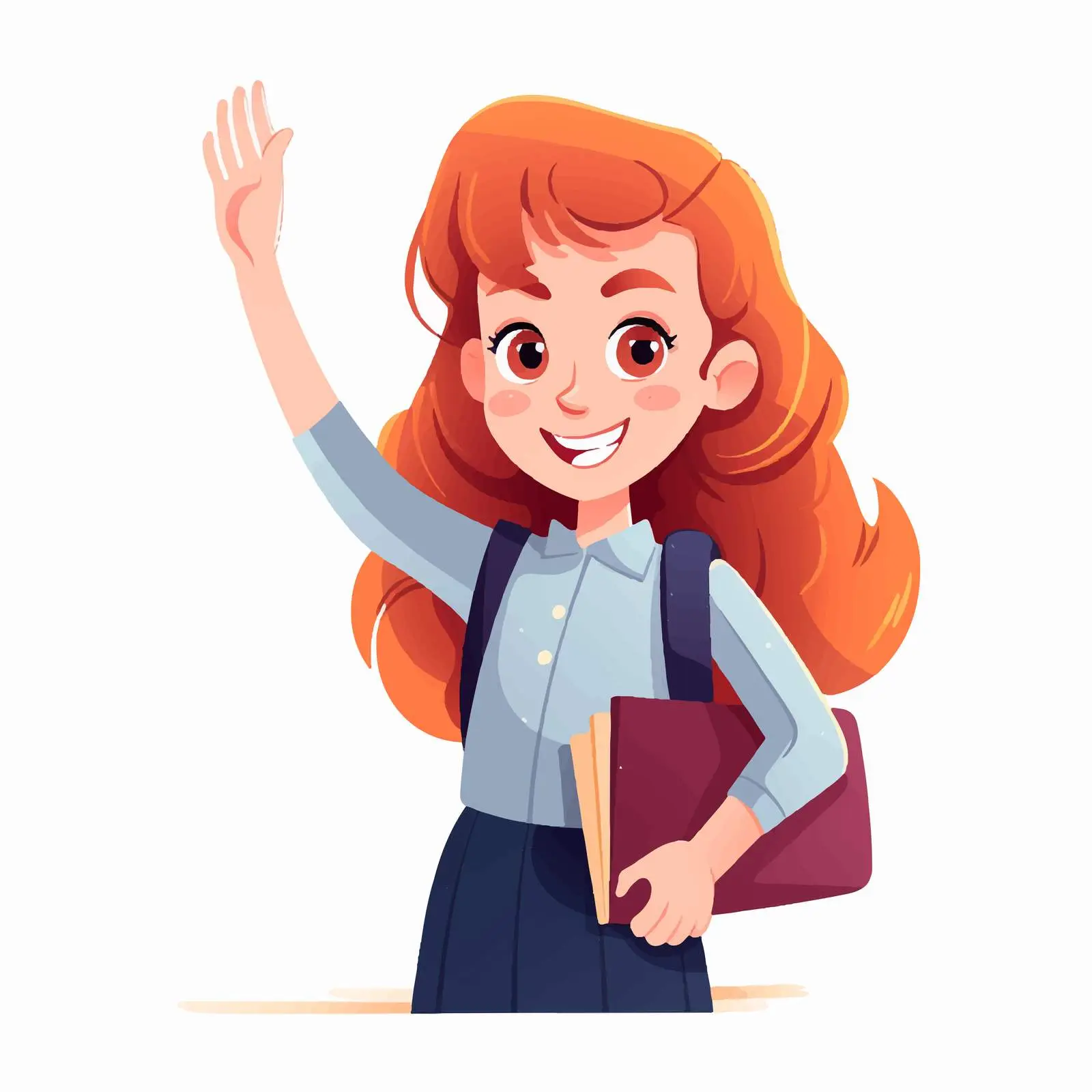 Happy Schoolgirl Waving Greeting Vector Image — free download from Dotvec