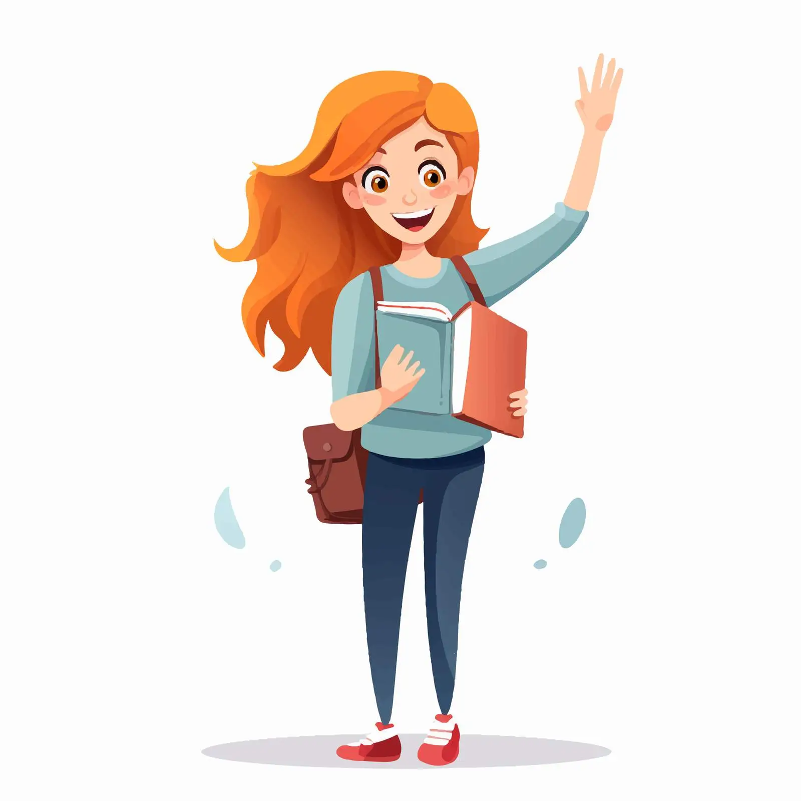 Happy Schoolgirl Waving Hello — free download from Dotvec