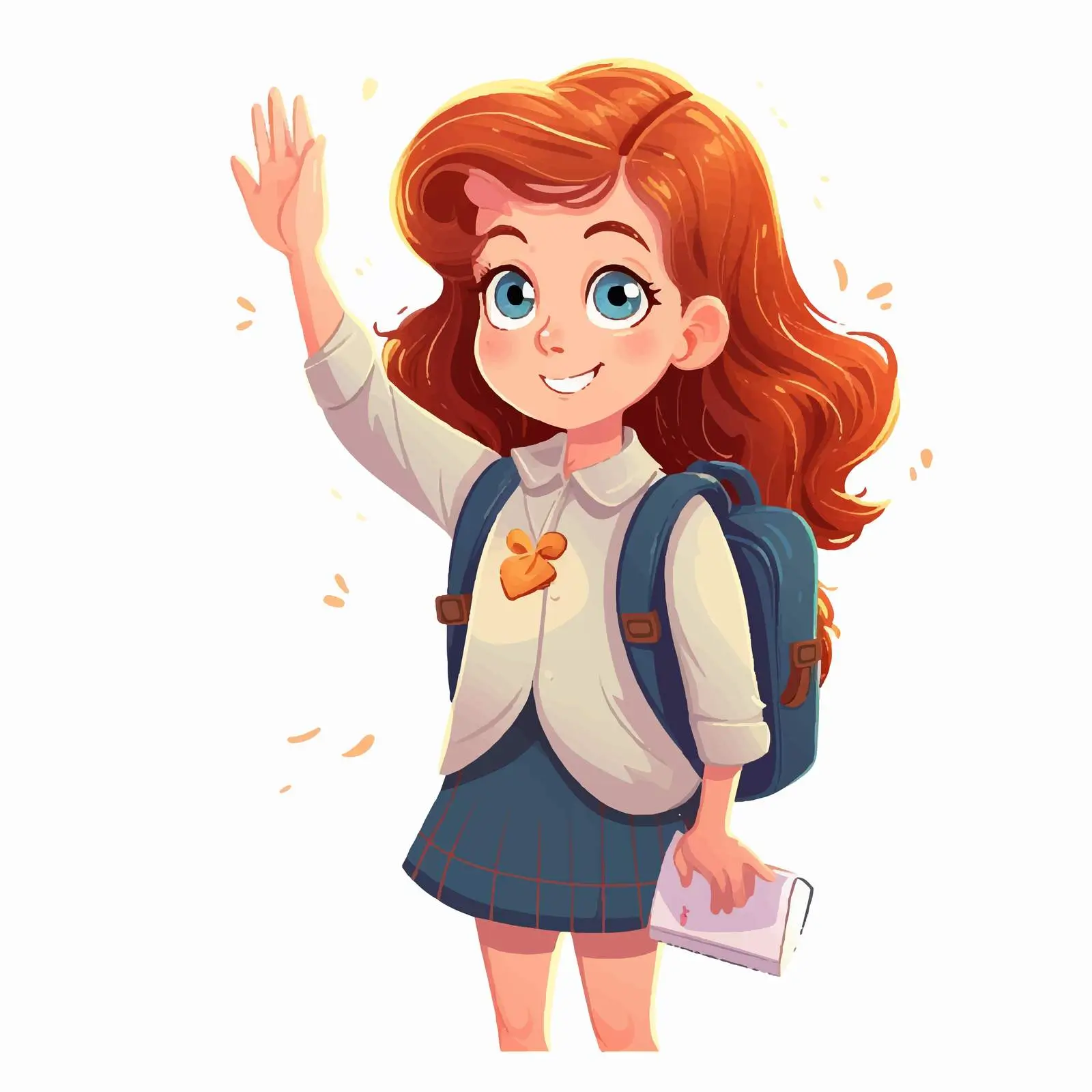 Happy Schoolgirl Waving Hello — free download from Dotvec