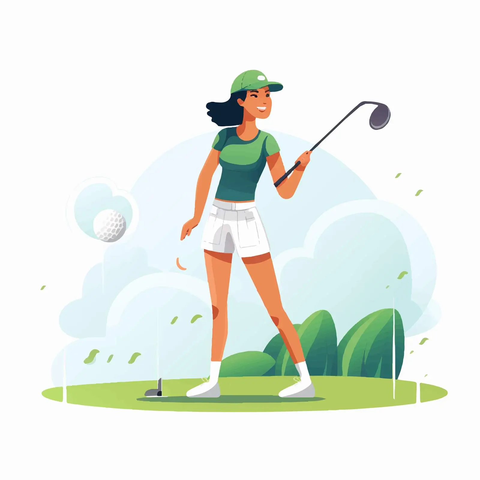 Smiling Girl with Niblick After Ball Hit — free download from Dotvec