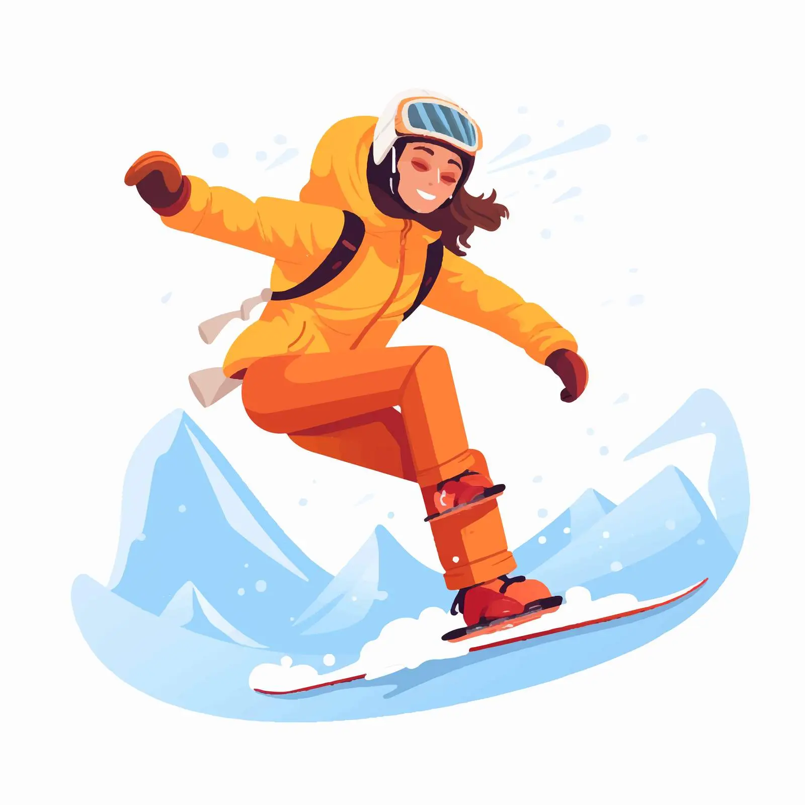 Smiling Girl Snowboarding in Snowsuit – free snowboarding image from Dotvec
