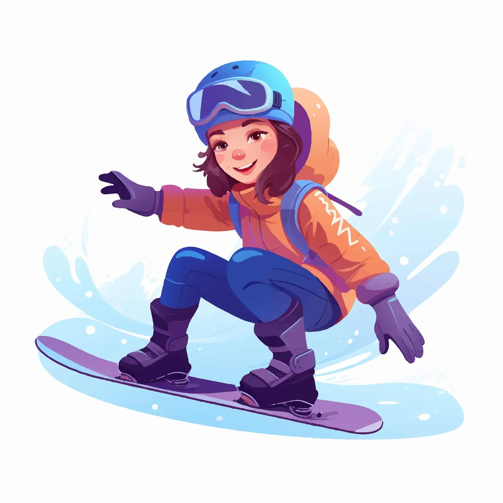 Smiling Girl Snowboarding in Snowsuit – free snowboarding image from Dotvec