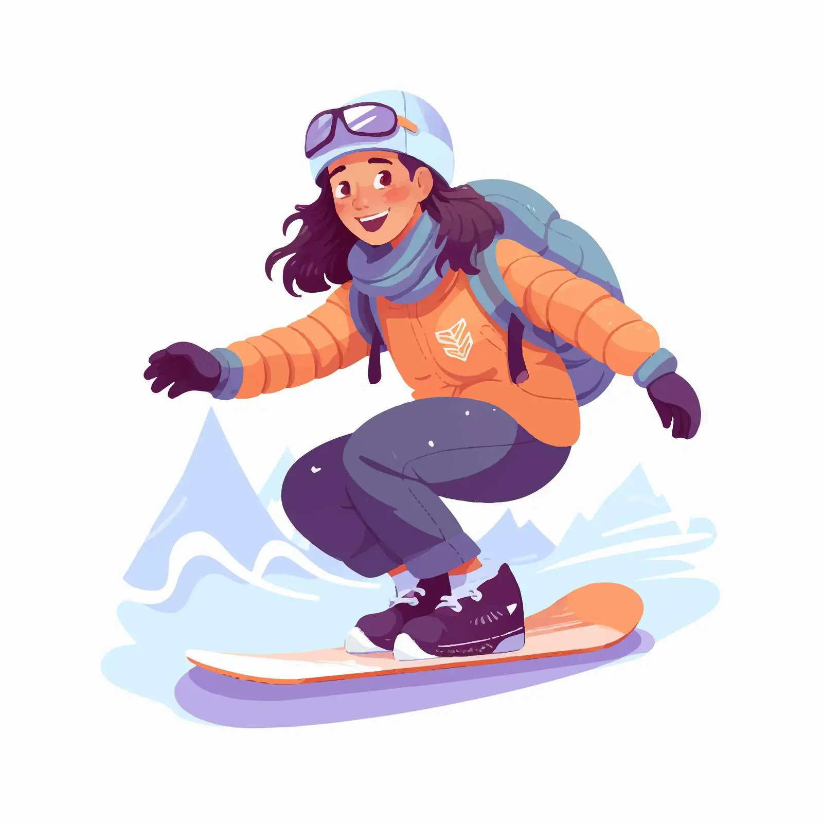 Smiling Girl Snowboarding in Snowsuit – free snowboarding image from Dotvec