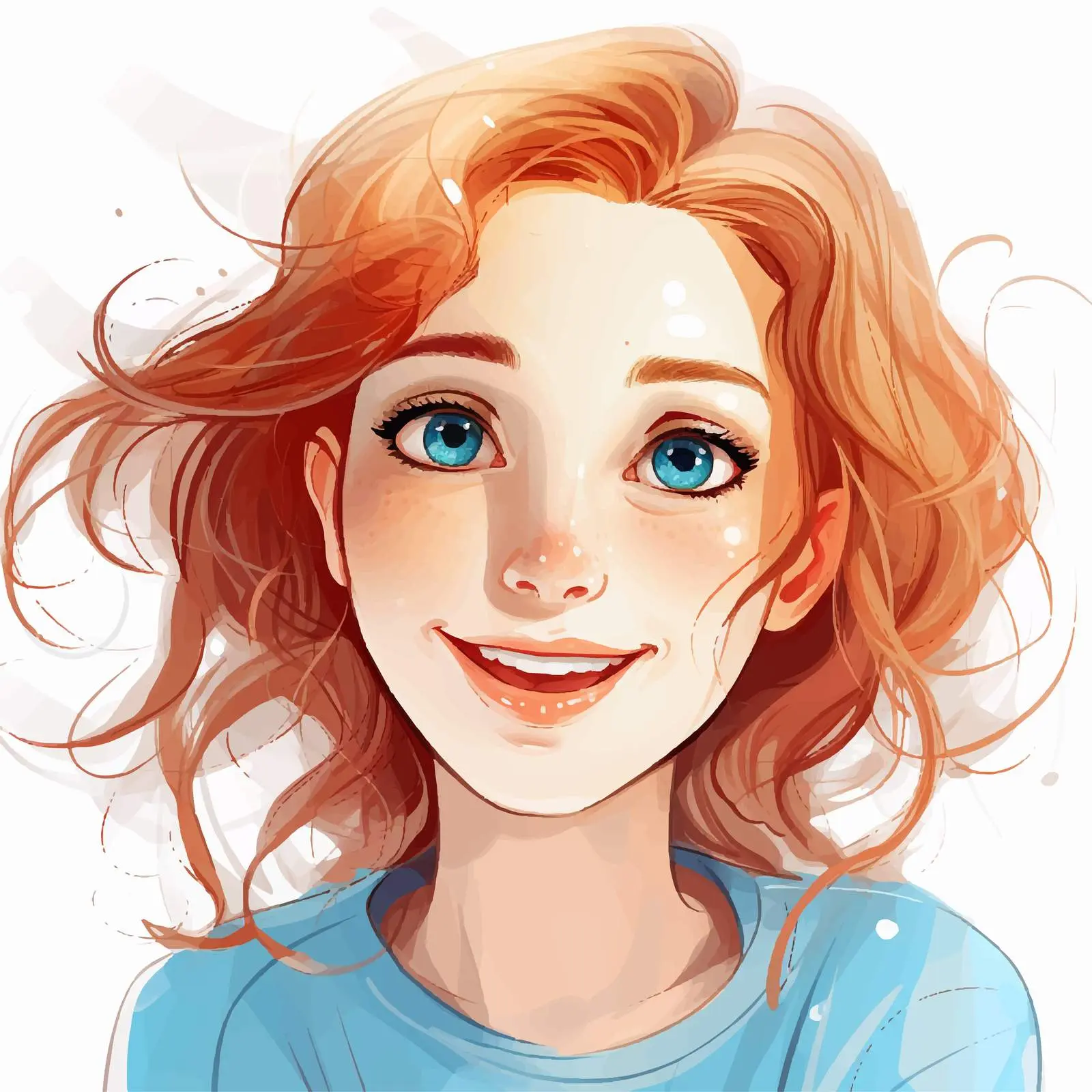 Cartoon Smiling Girl with Big Blue Eyes — free download from Dotvec
