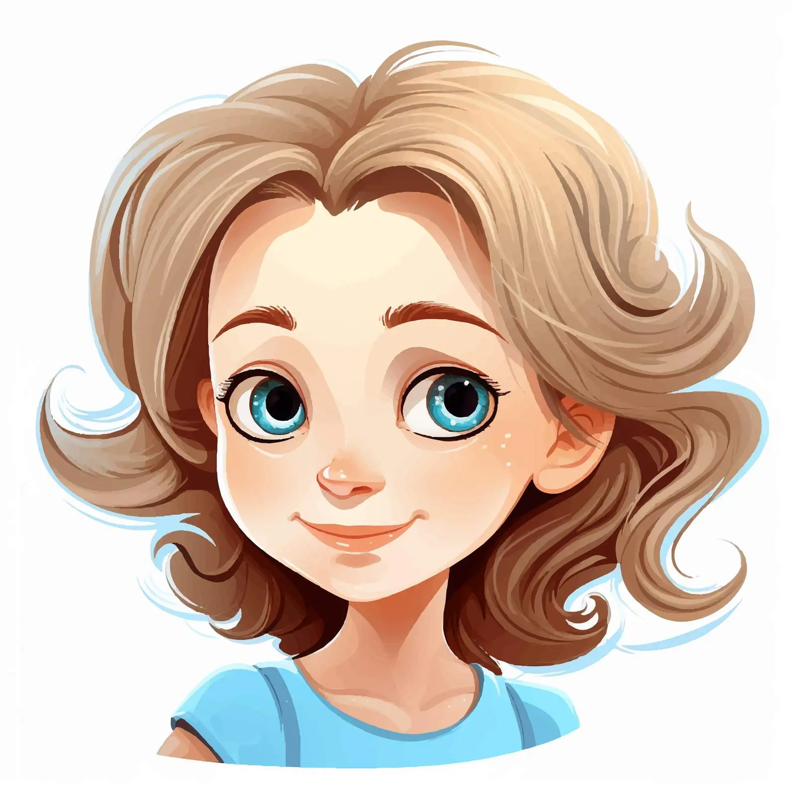 Smiling Girl with Big Blue Eyes Vector Art – free blue eyes image from Dotvec