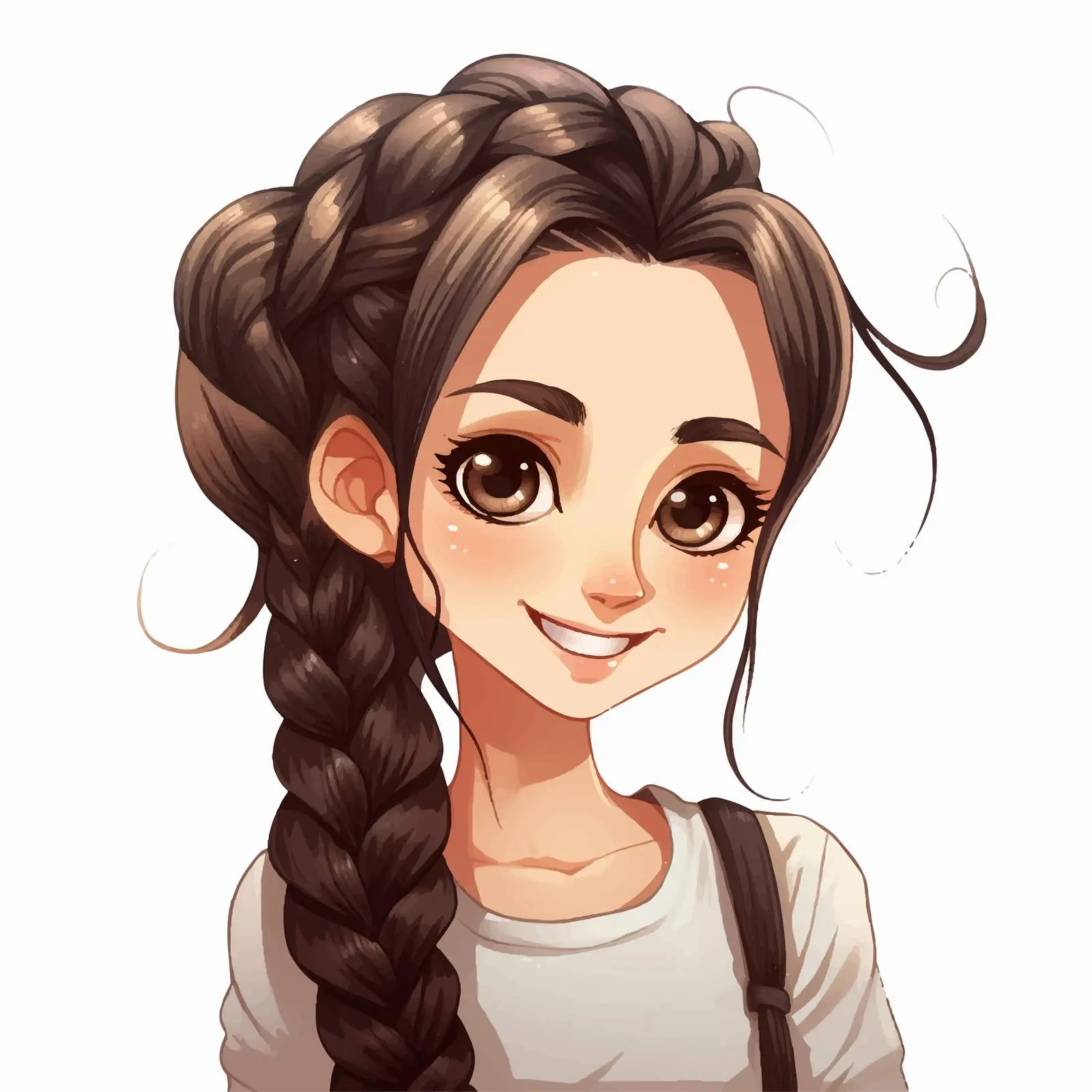 Smiling Girl with Dark Braided Hair Vector — free download from Dotvec