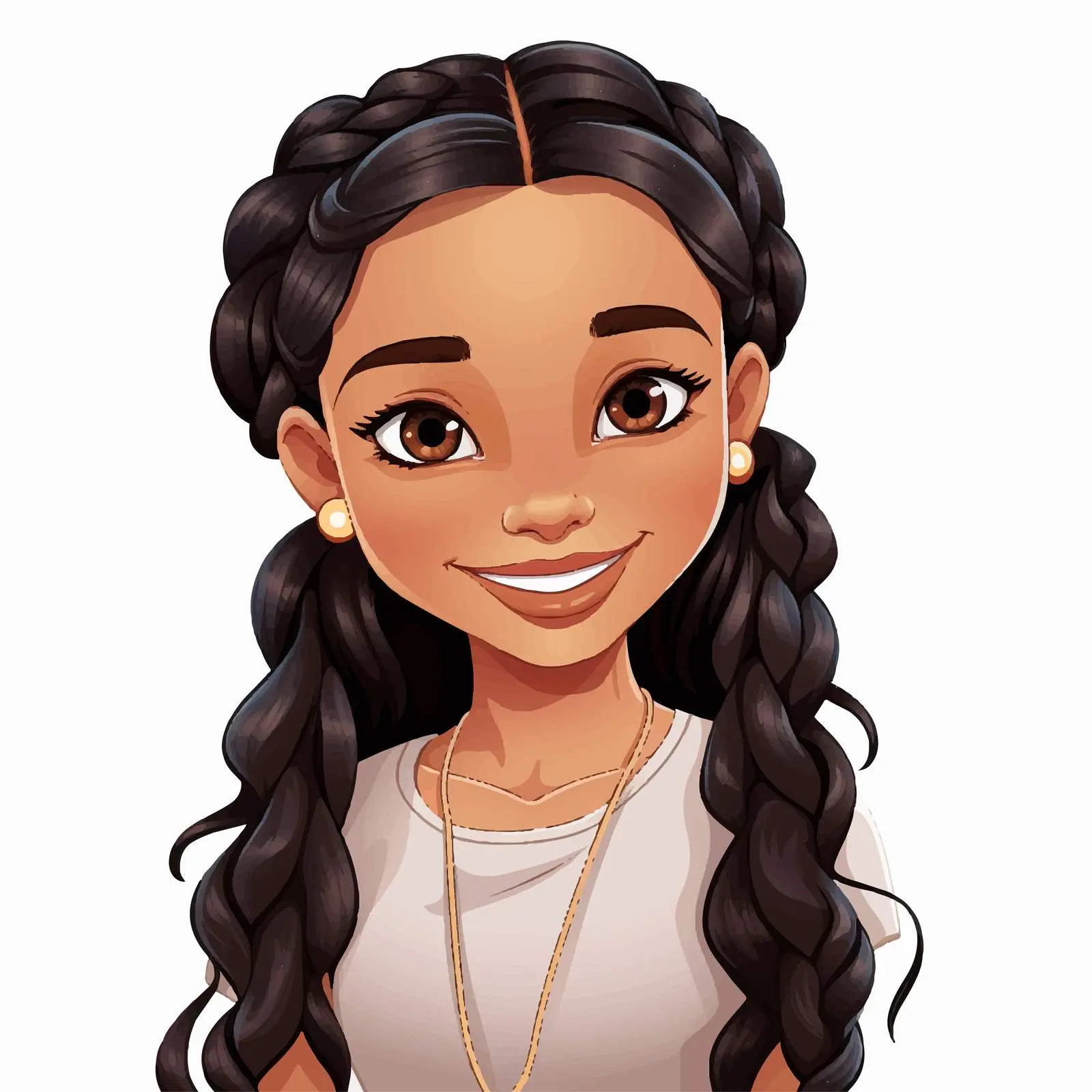 Smiling Girl with Braided Hair Vector Illustration — free download from Dotvec
