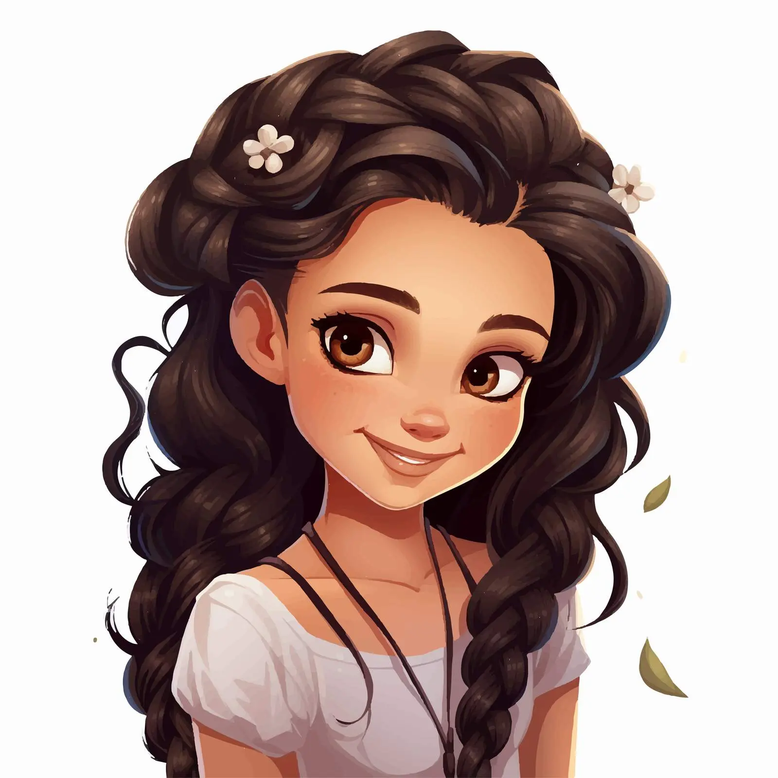 Smiling Girl with Dark Braided Hair Vector — free download from Dotvec