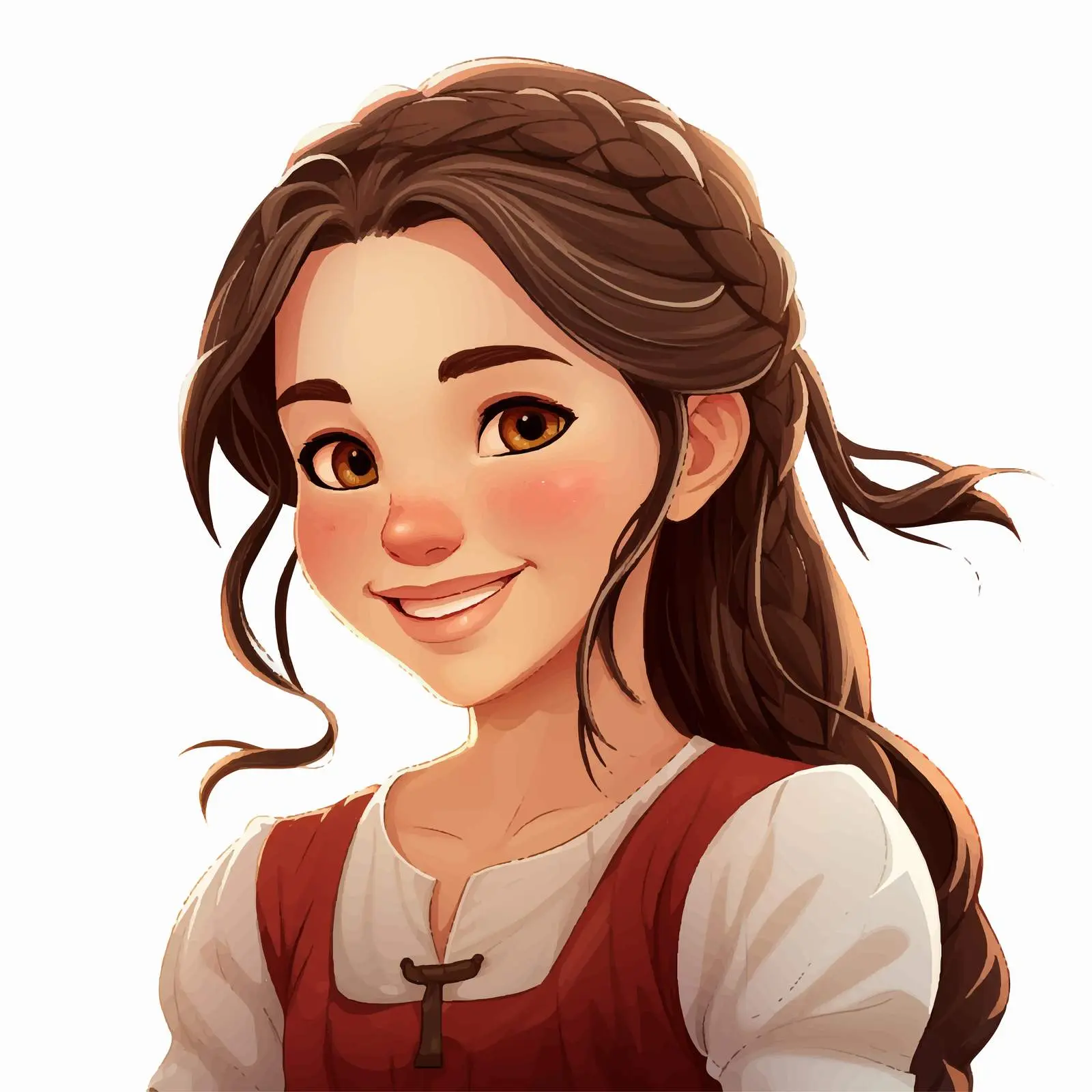 Smiling Cartoon Girl with Braided Hair Vector — free download from Dotvec