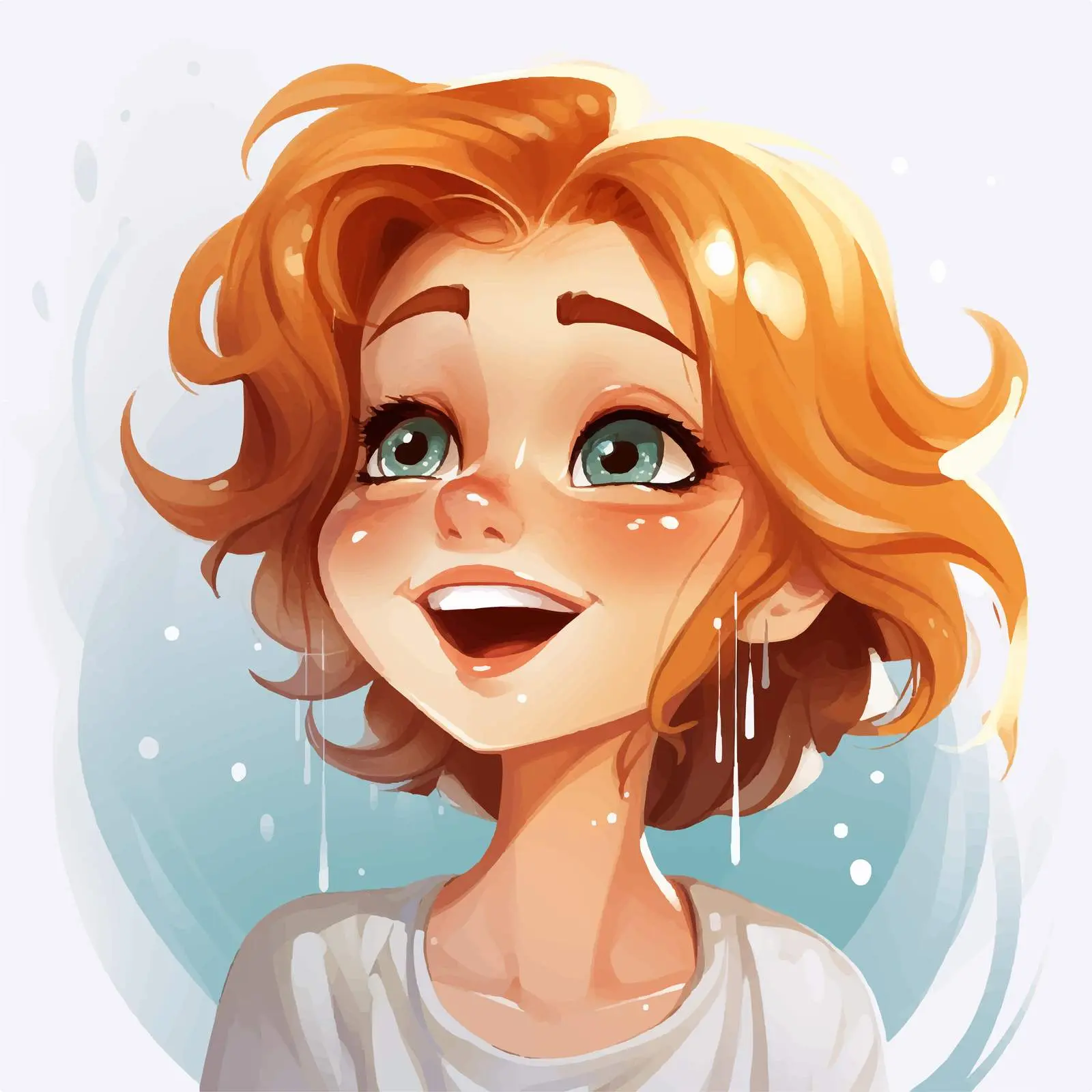 Smiling Girl with Happy Tears Vector Illustration — free download from Dotvec