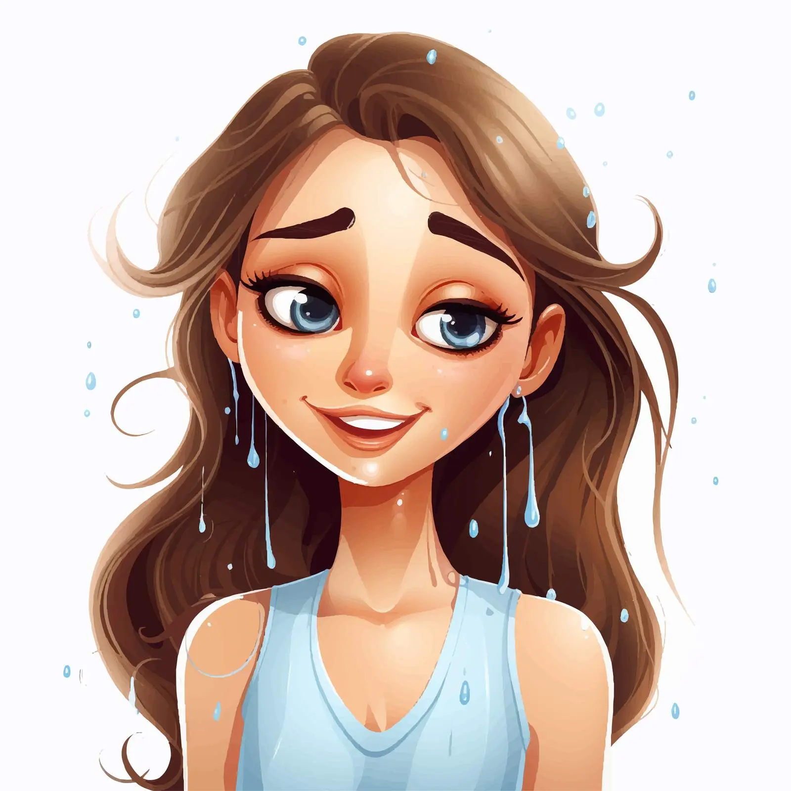 Smiling Girl with Tears of Happiness Vector — free download from Dotvec
