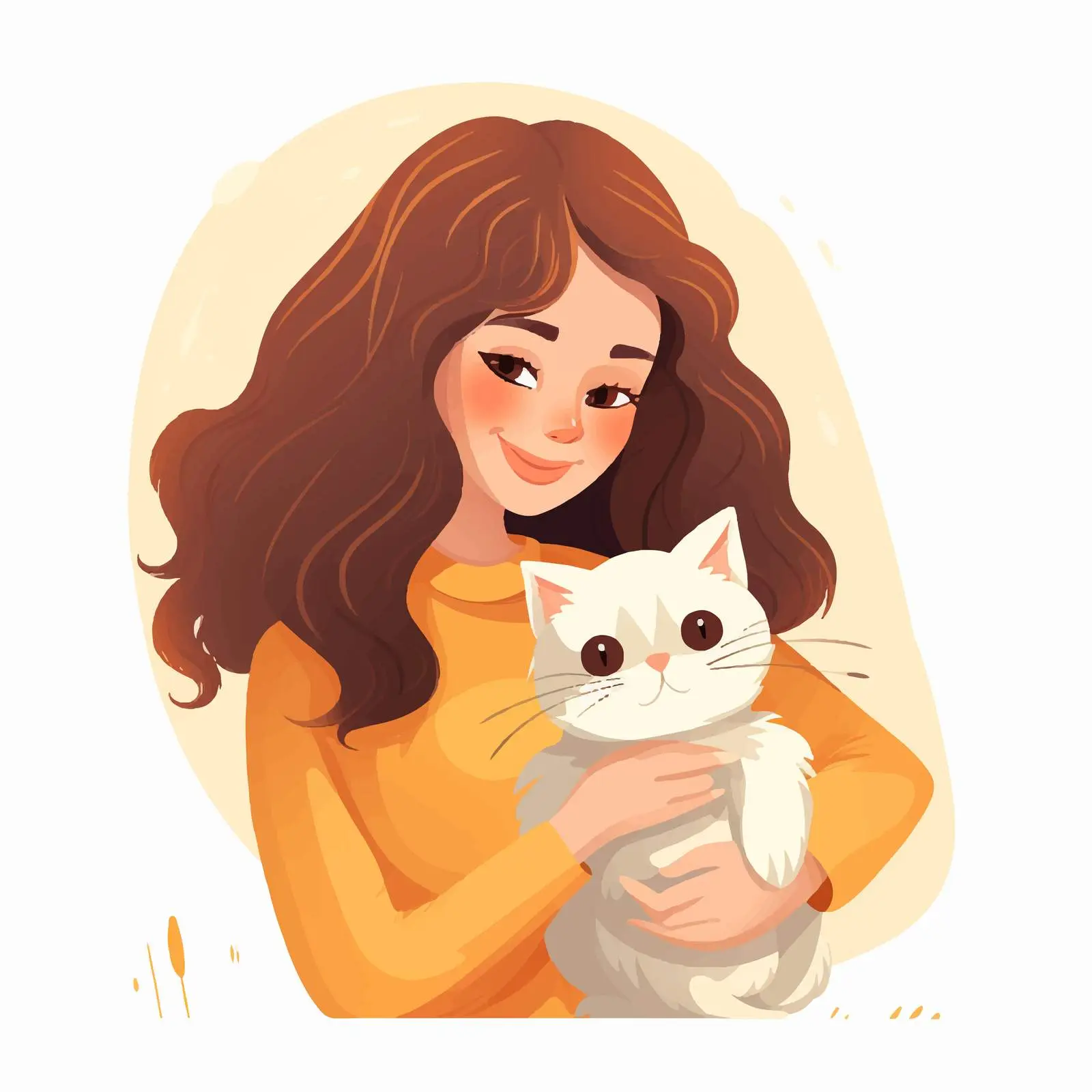Playful Girl with Cat Vector Illustration – free recurring image from Dotvec