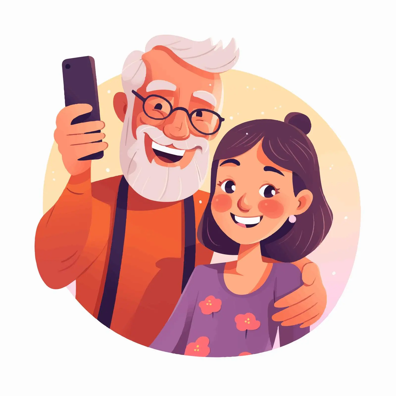 Grandfather and Granddaughter Smiling Together — free download from Dotvec