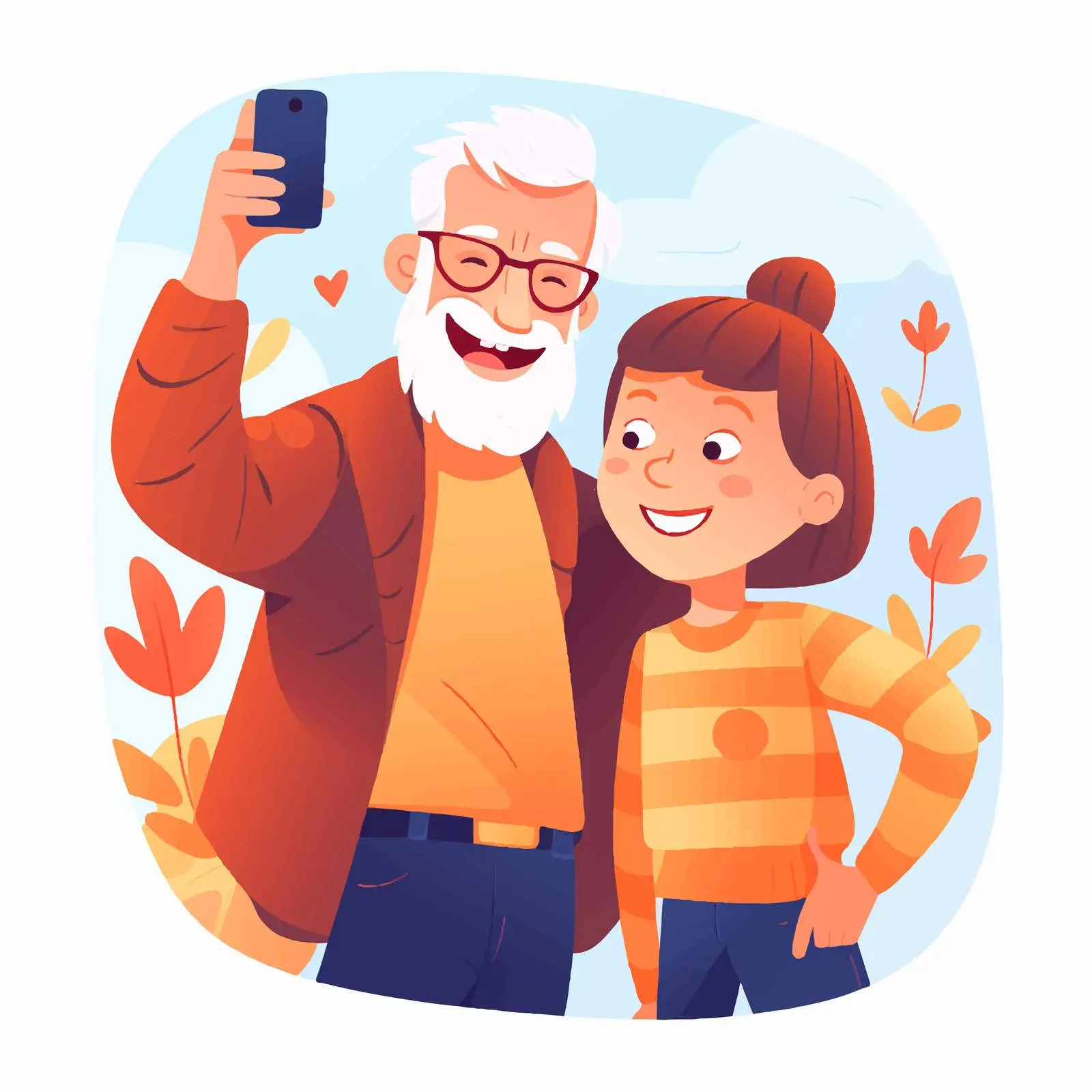 Grandfather and Granddaughter Smiling Together — free download from Dotvec