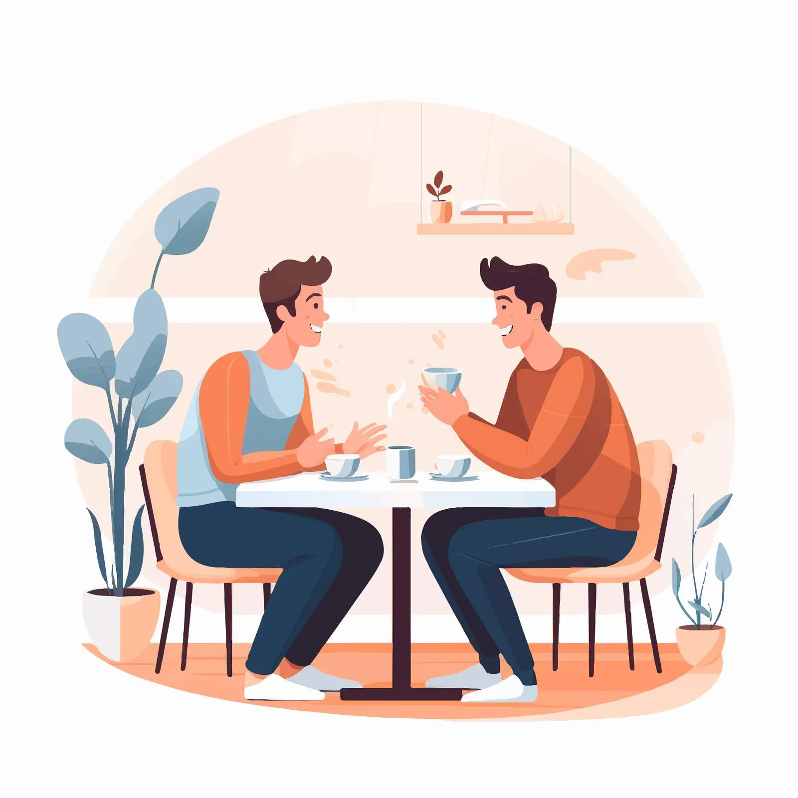 Smiling Couple Enjoying a Romantic Cafe Date – free gay couple image from Dotvec