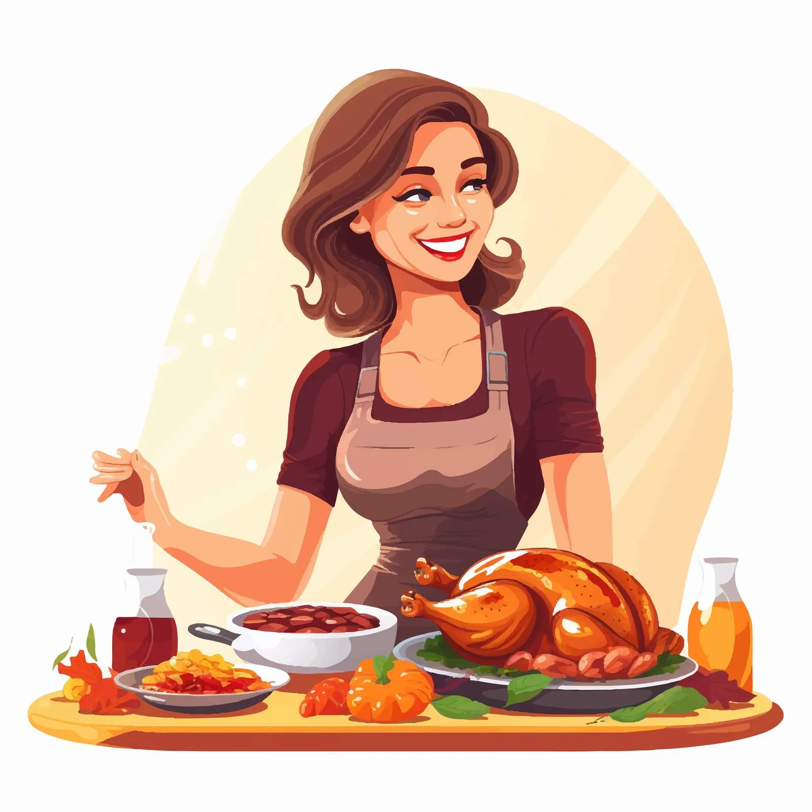 Smiling Housewife Preparing Turkey in Kitchen — free download from Dotvec