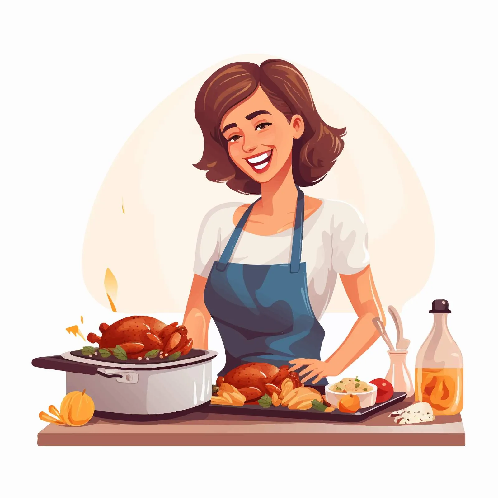 Housewife Preparing Turkey at Kitchen Table — free download from Dotvec