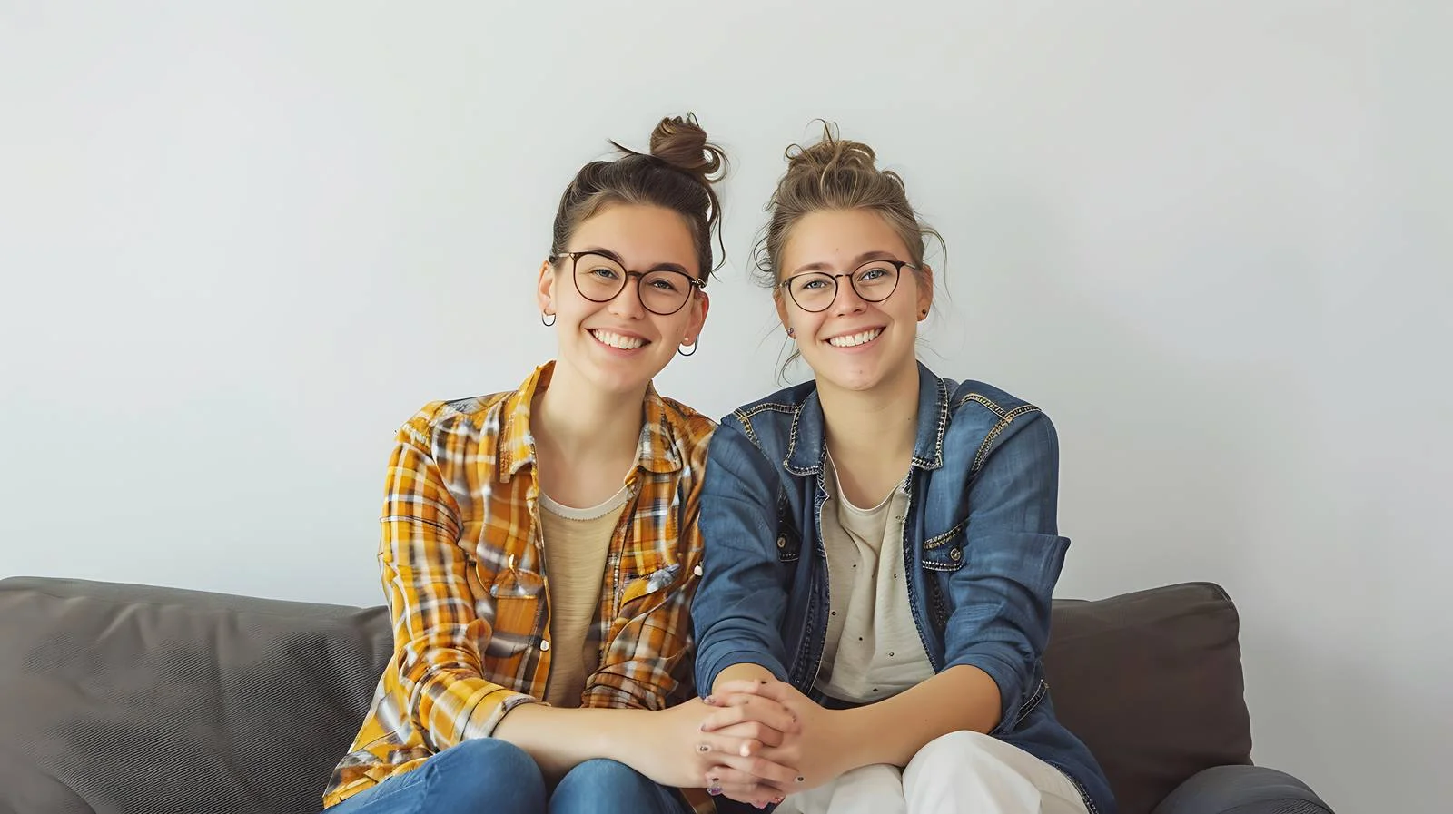 Happy Lesbian Couple Sitting Together – free caucasian image from Dotvec