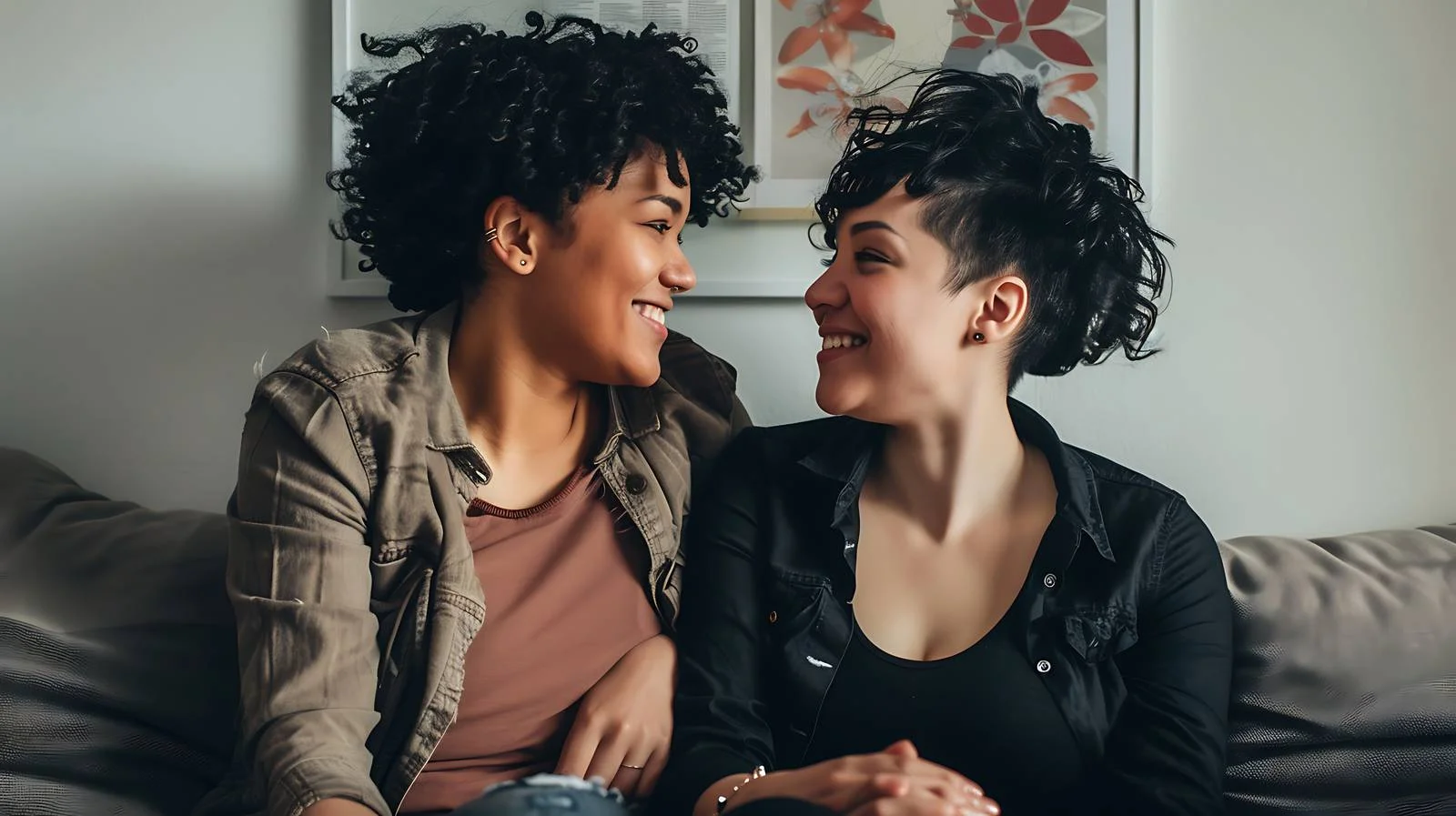Happy Lesbian Couple Sitting Together — free download from Dotvec