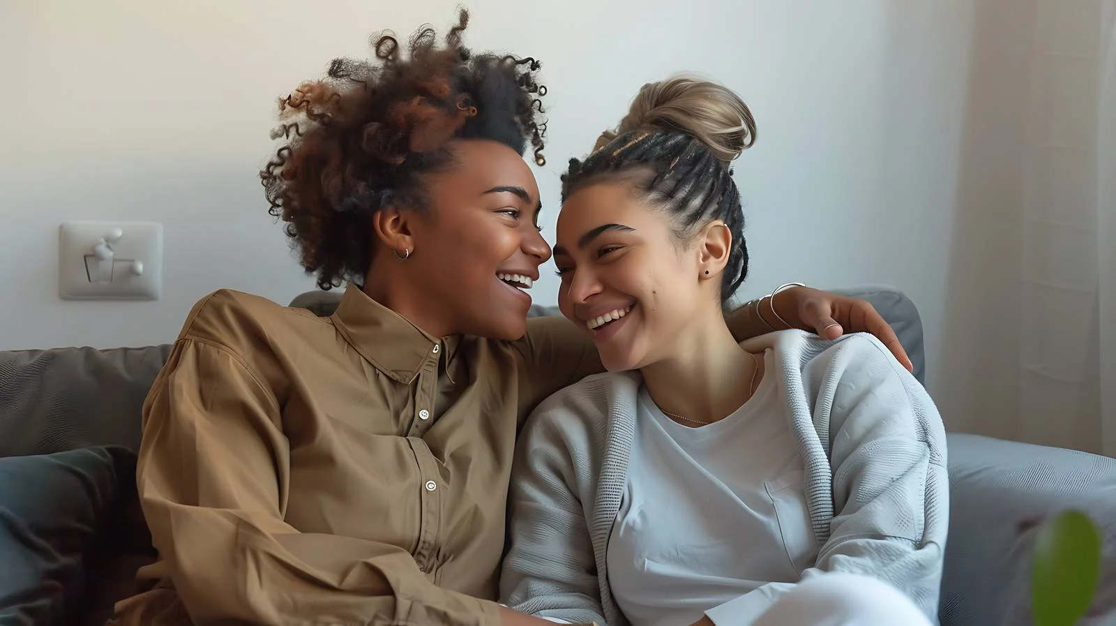 Happy Lesbian Couple Sitting Together — free download from Dotvec